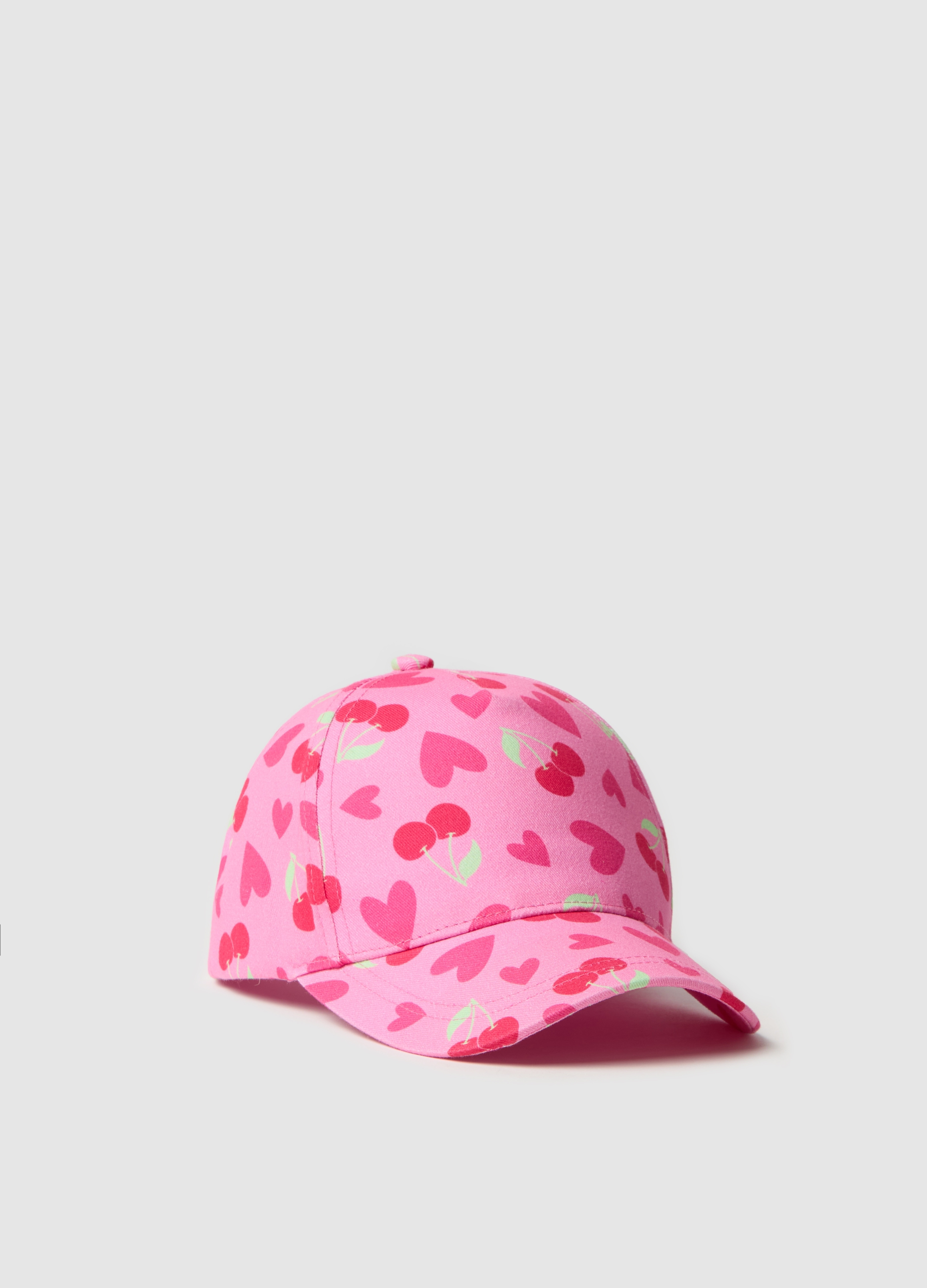 OVS, Berretto Da Baseball Stampa Ciliegie E Cuori, Bambina, Rosa, Taglia: 52