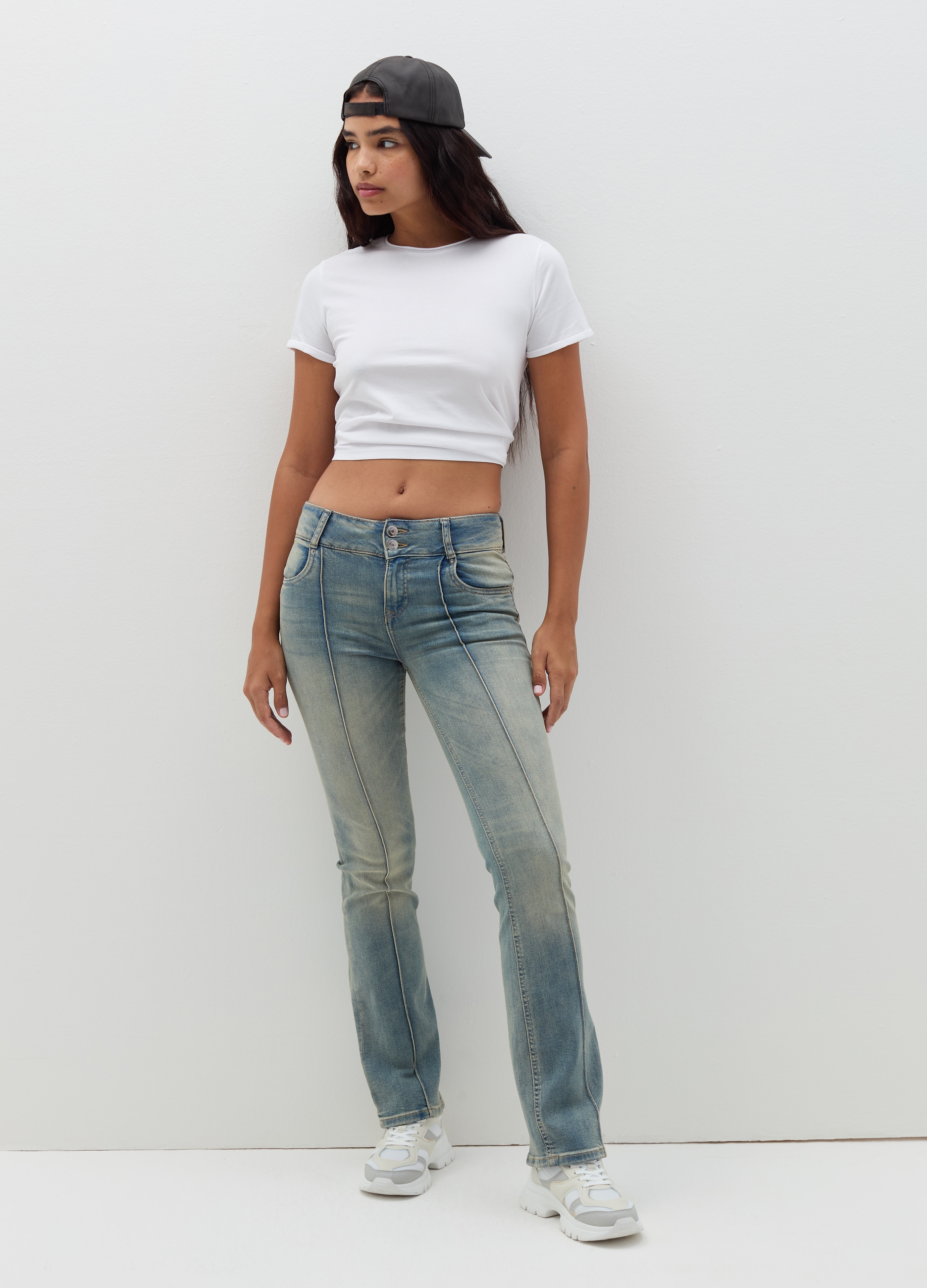 B.ANGEL, Camiseta De Algodón Con Cuello Redondo, Mujer, Blanco óptico, Talla: 36