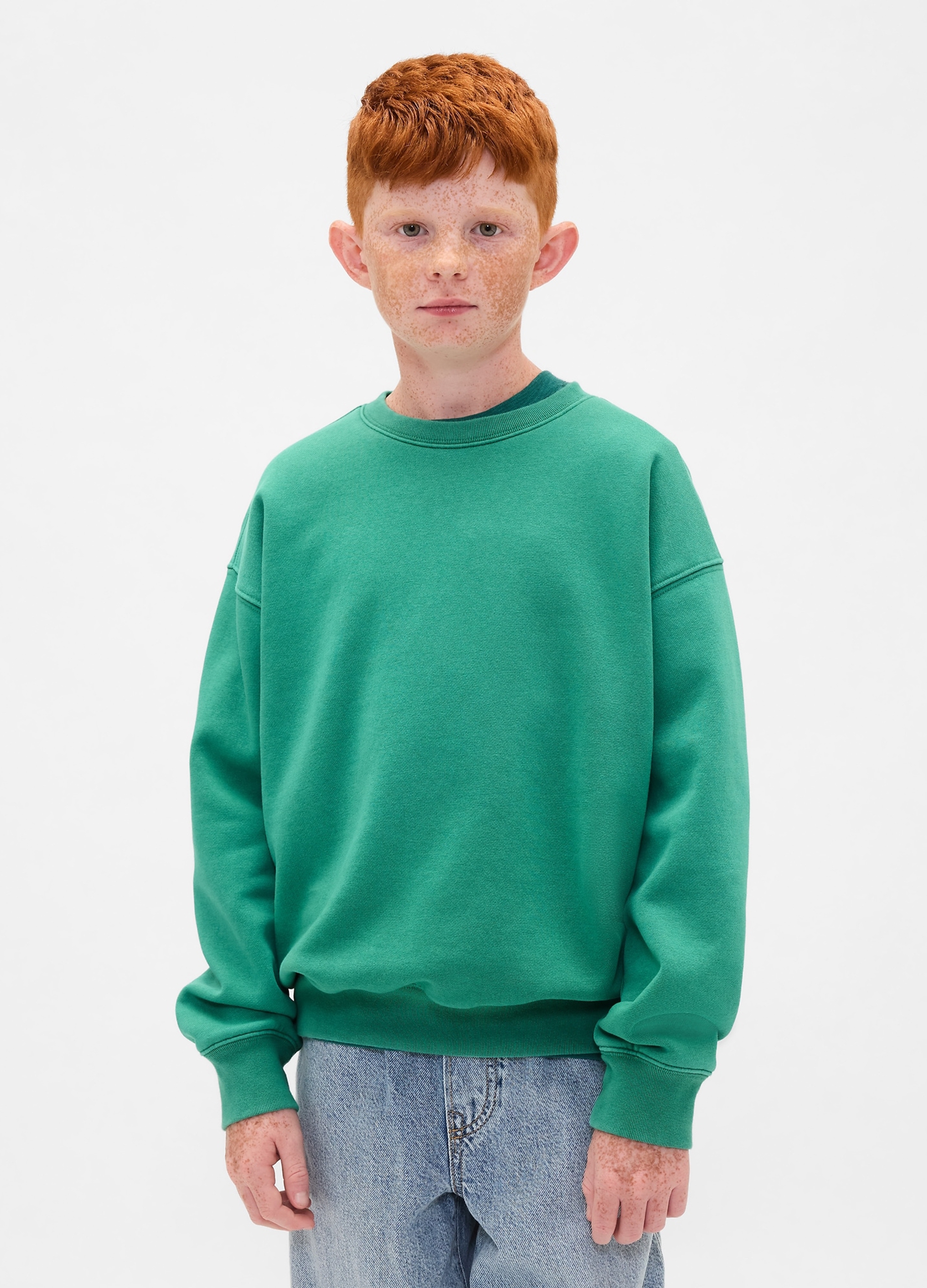 GAP KIDS, Felpa Girocollo In Cotone, Bambino, Verde, Taglia: L/137-145