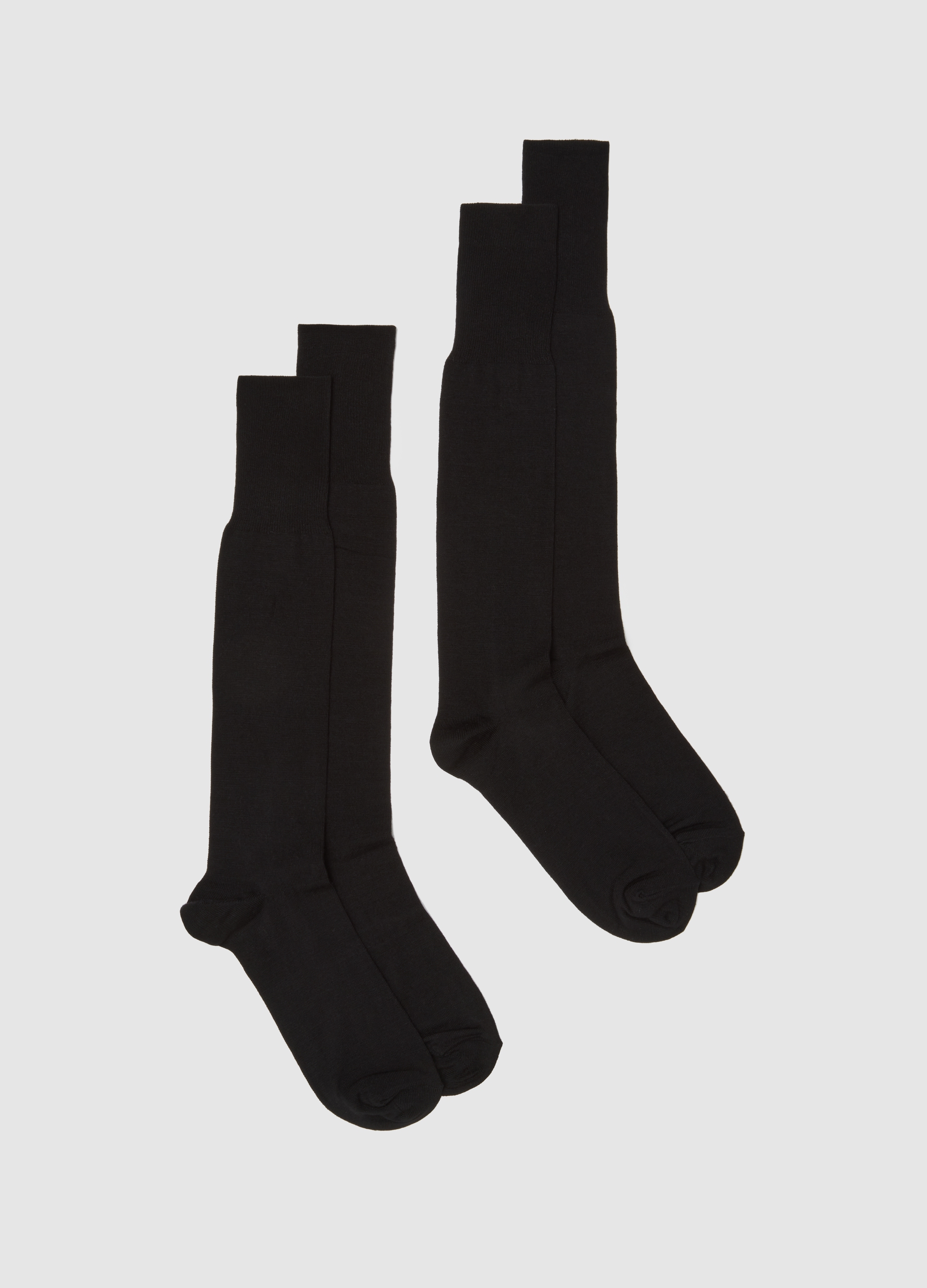 Paquete Doble De Calcetines Largos Negros Elasticizados, Hombre, Gunmetal, Talla: 42/43