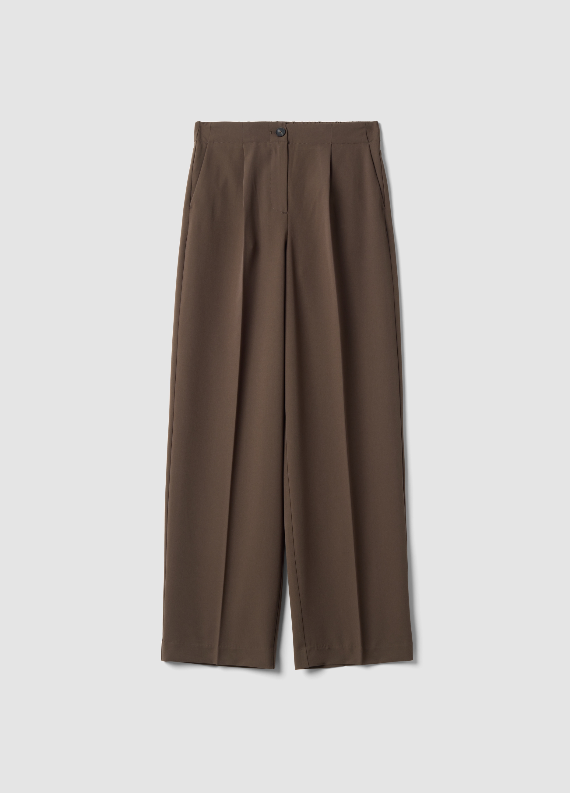 Piombo Contemporary, Pantaloni Formali Marroni In Viscosa Elasticizzata Regular Fit, Donna, Marrone, Taglia: 42