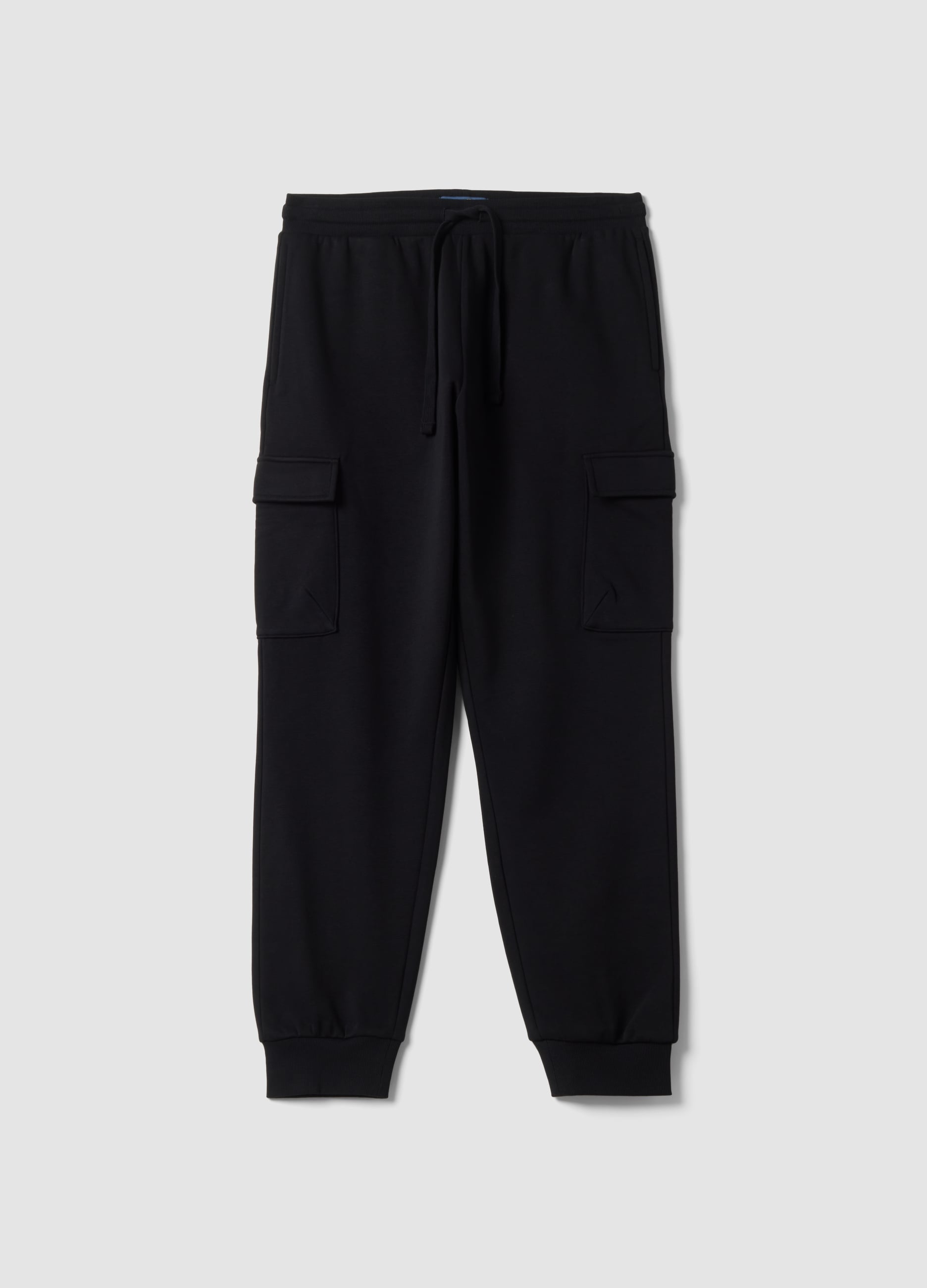 OVS, Pantaloni Jogger Cargo Neri In Misto Cotone Con Coulisse Regular Fit, Uomo, Nero, Taglia: S