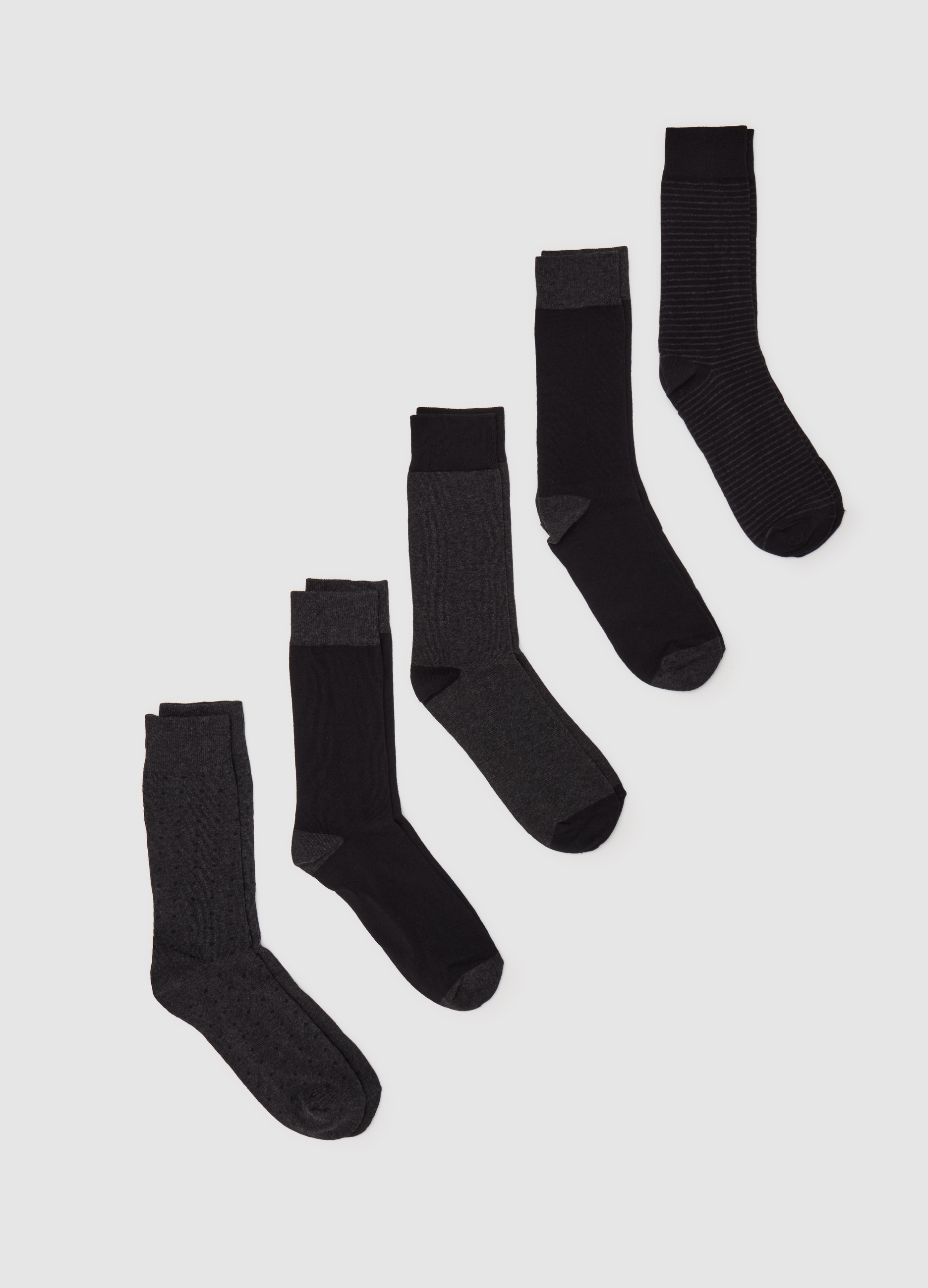 OVS , Set Cinque Calze Fantasia Righe E Pois, Uomo, Grigio, Taglia: 38-42