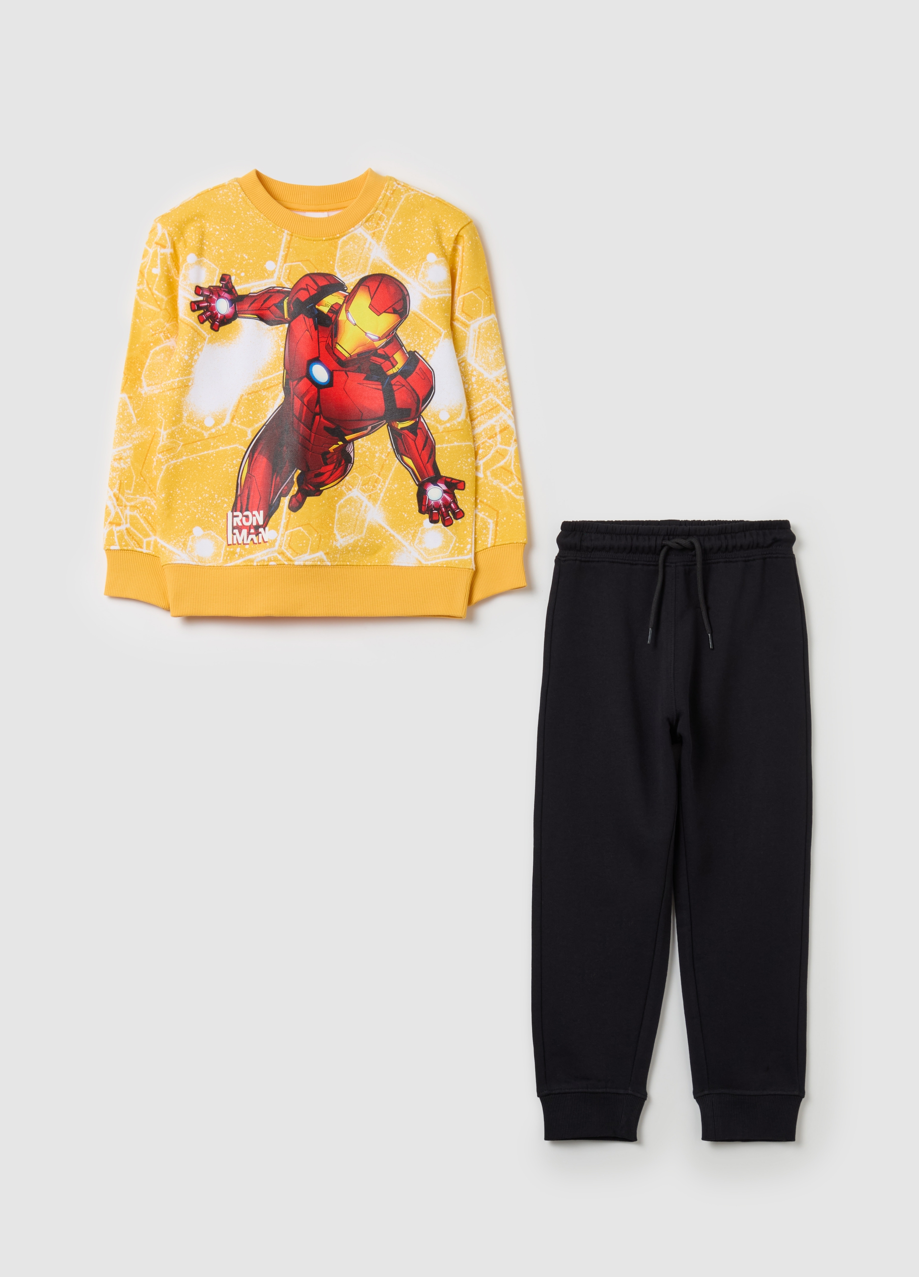 OVS KIDS, Pack Jogging Con Estampado Iron Man, Niño, Negro/amarillo, Talla: 5-6