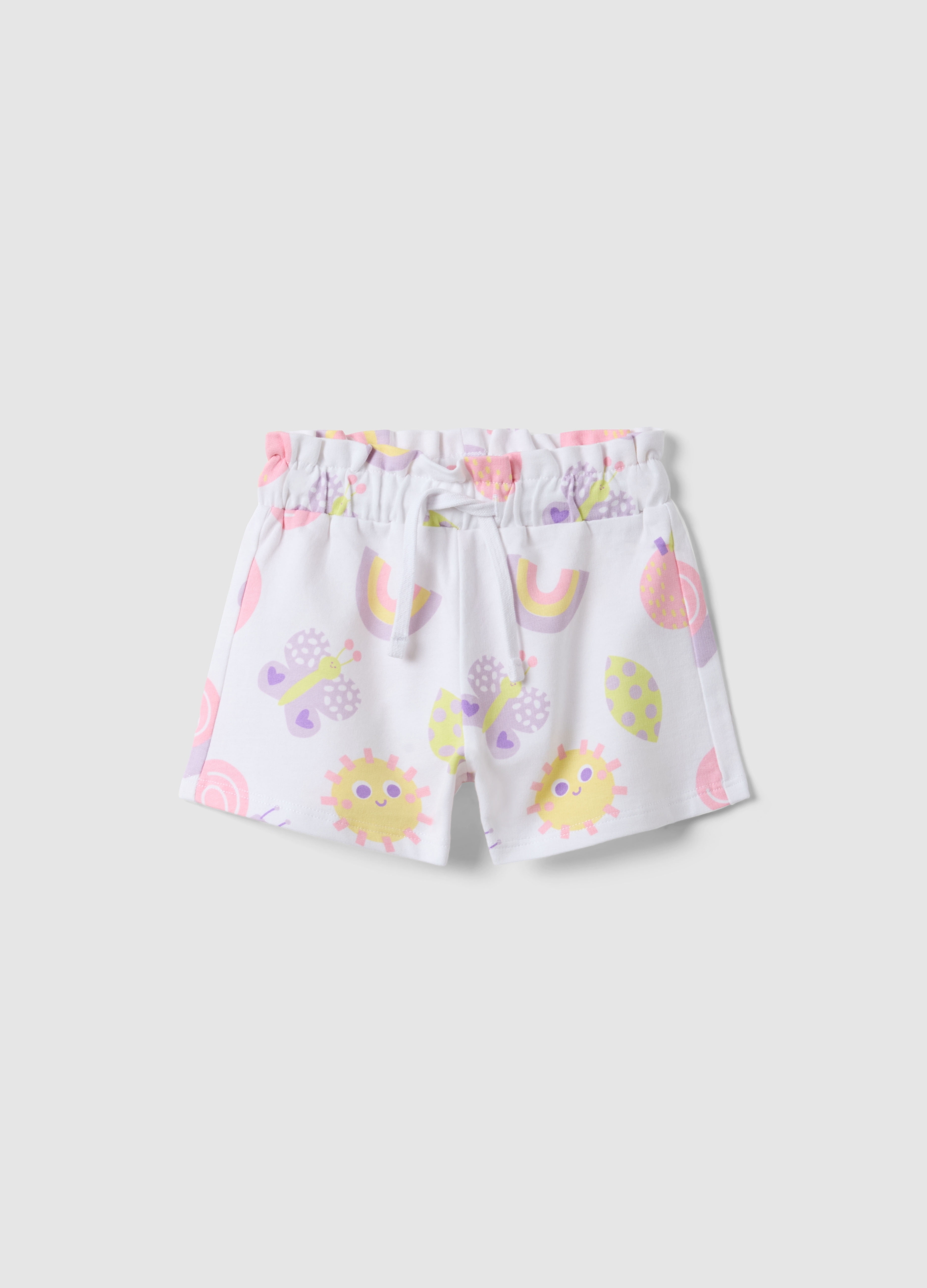 FAGOTTINO, Pantalones Cortos De Algodón Blanco Para Niña Con Estampados, Niña, Blanco, Talla: 18-24