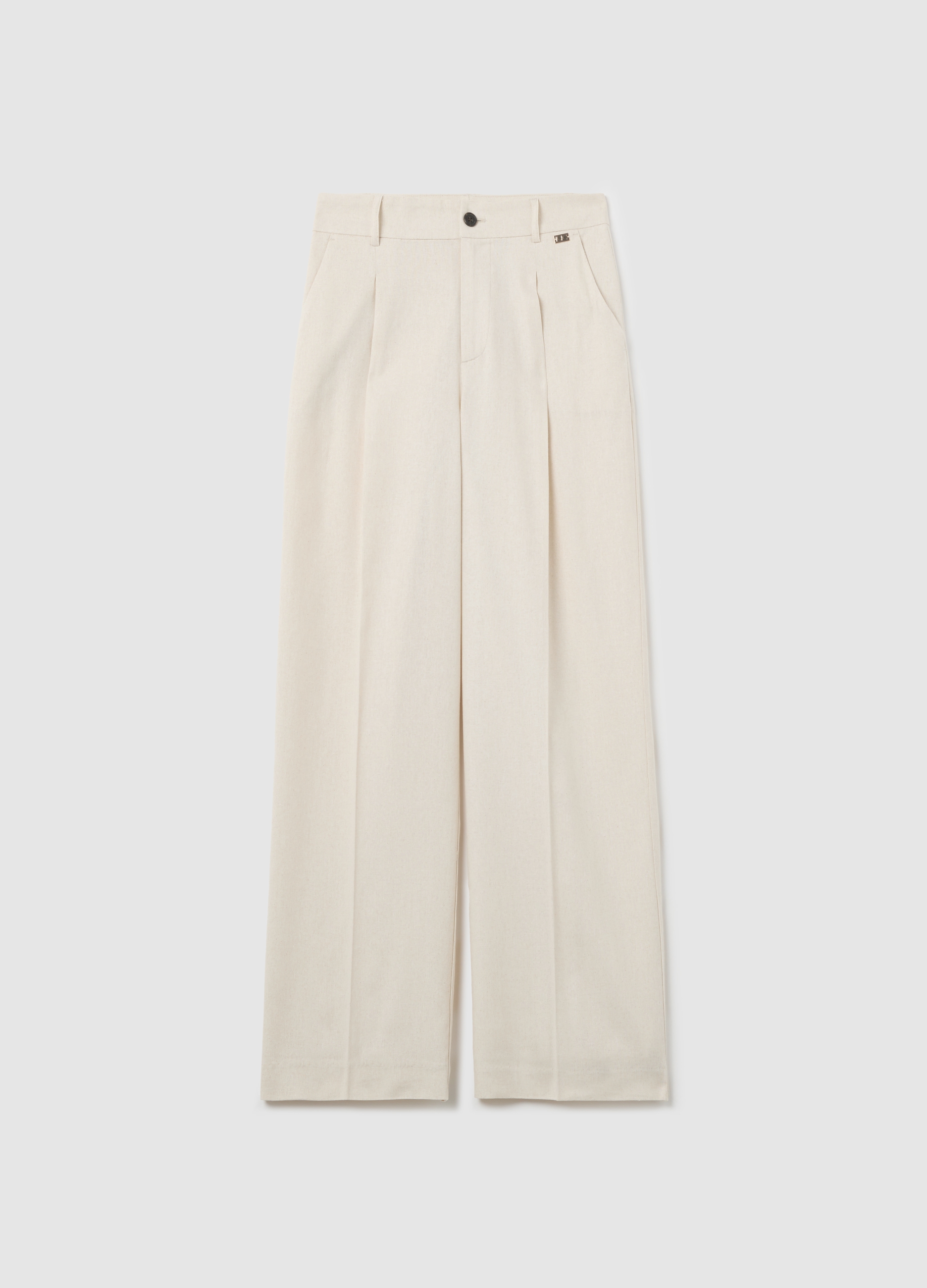 OVS, Pantalone Chino A Gamba Larga Avorio, Donna, Bianco, Taglia: 40