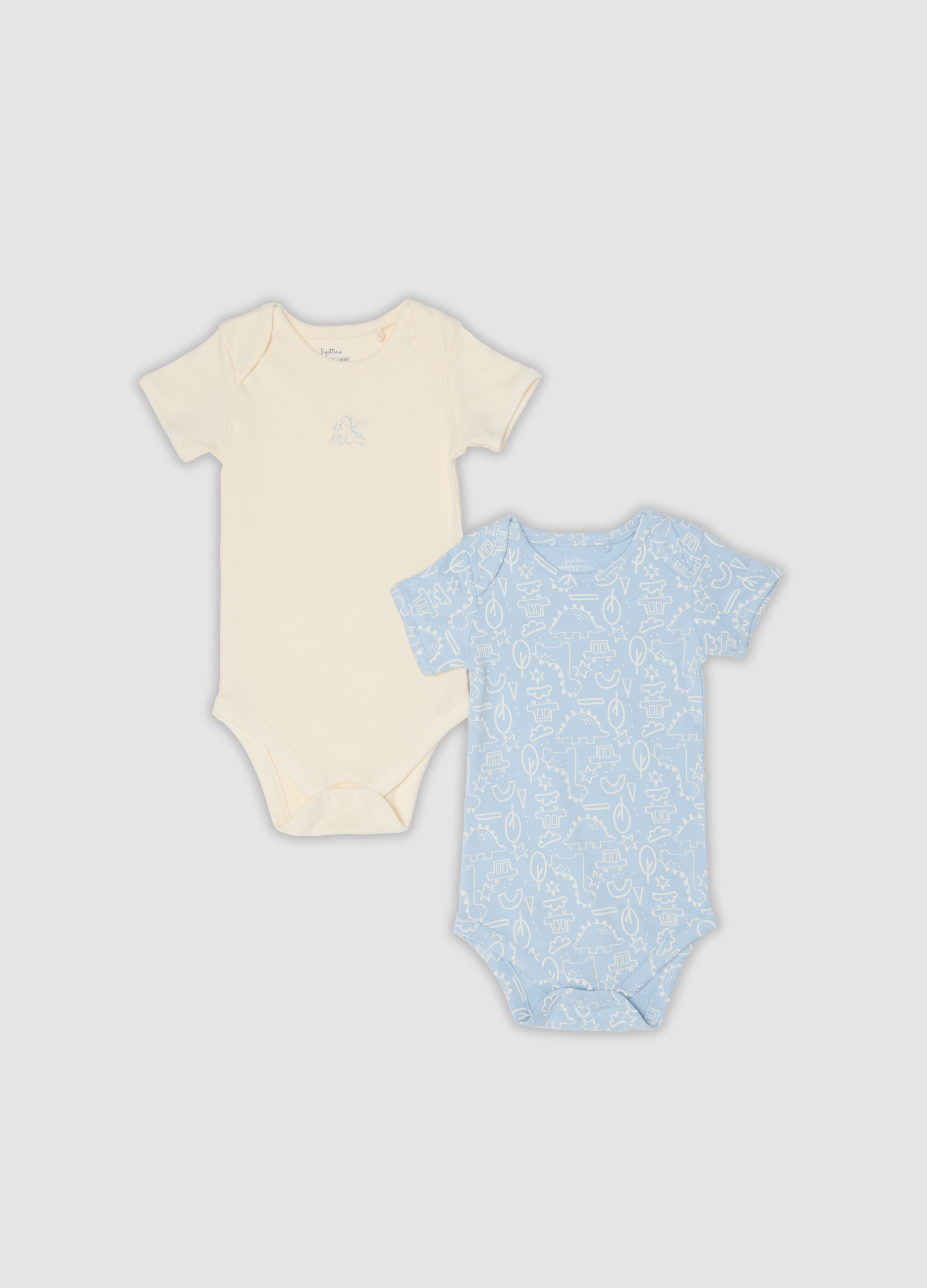 FAGOTTINO, Bipack Di Body Azzurri E Beige In Cotone Organico Per Neonato E Bimbo, Bambino, Multicolor, Taglia: 18-24