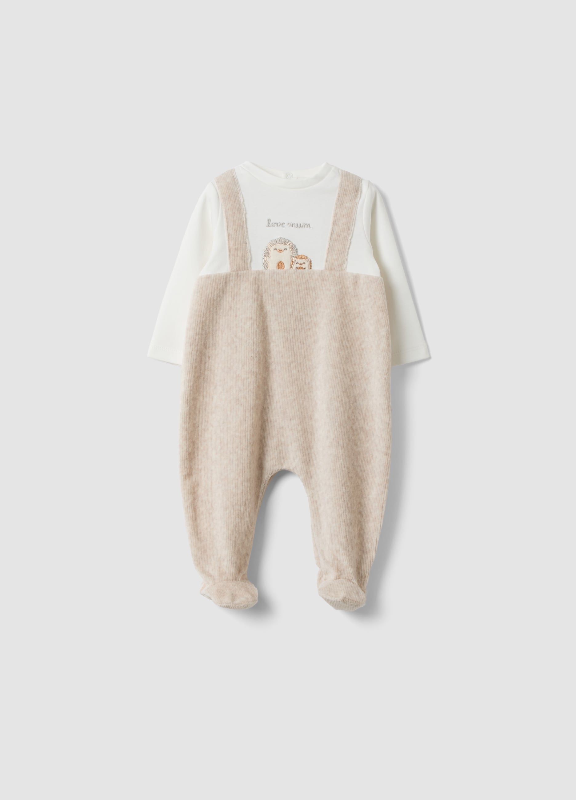 FAGOTTINO, Tutina Beige In Misto Cotone Organico Con Piedini, Unisex, Bianco, Taglia: 1-3