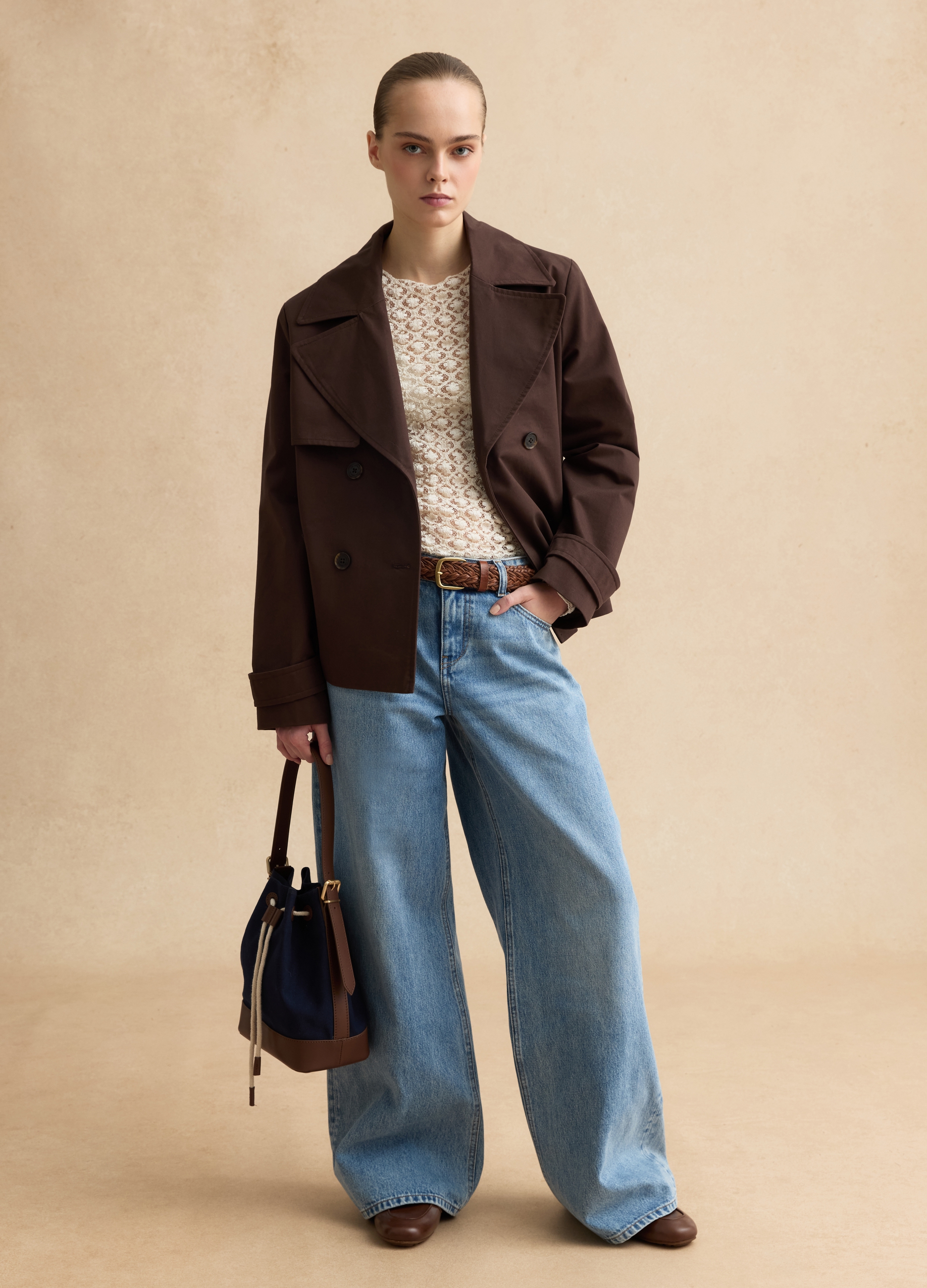 Vaqueros Azul Cielo De Algodón Con Pierna Ancha, Mujer, Azul claro, Talla: 38