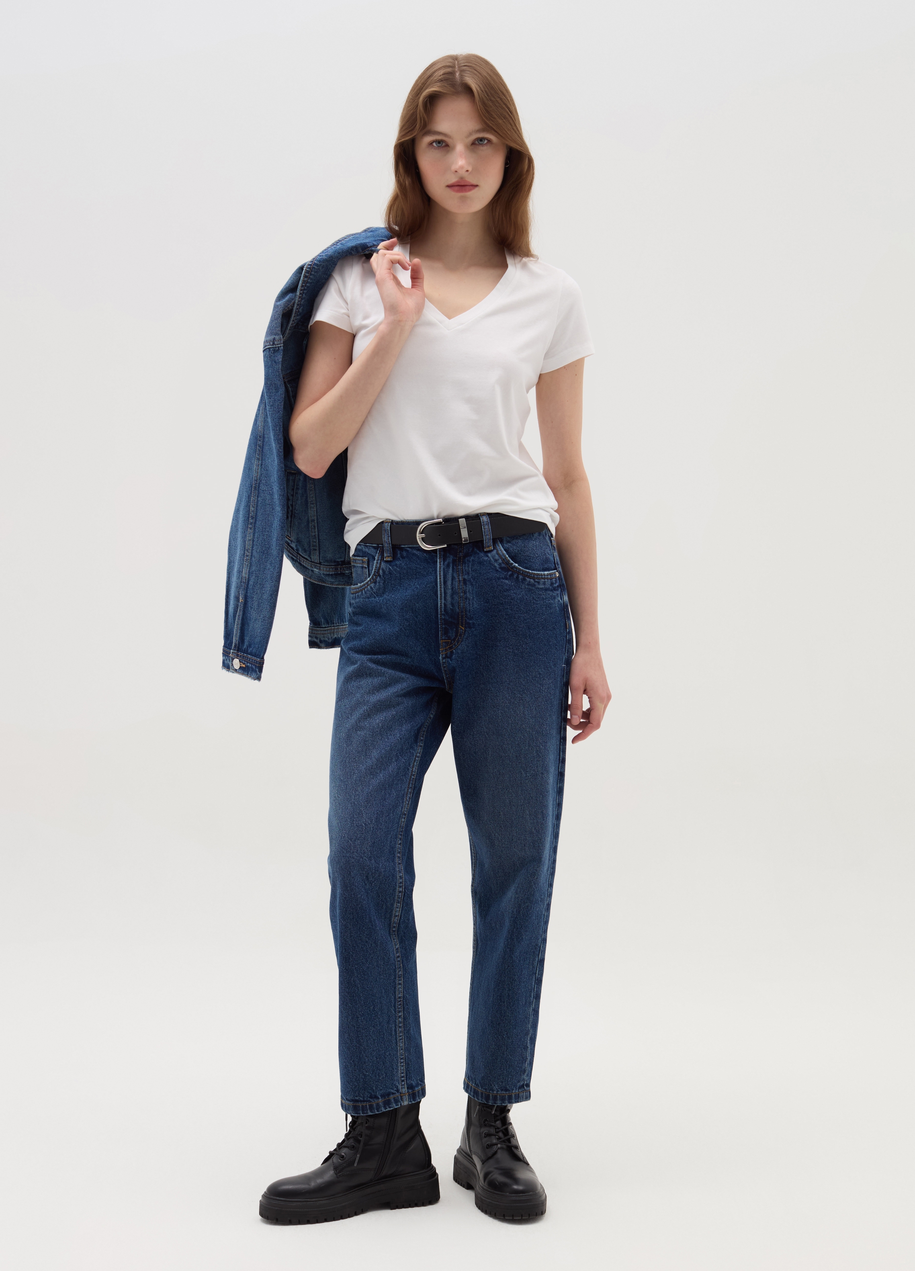 OVS, Jeans Mom Fit Acid Wash, Donna, Denim, Taglia: 36