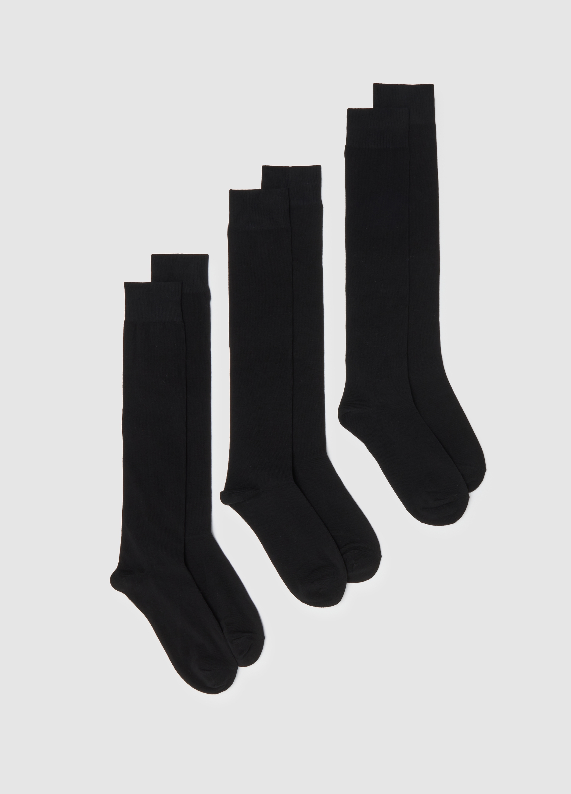Pack De Tres Calcetines Largos De Mezcla De Algodón Negro, Hombre, Gunmetal, Talla: 43/46