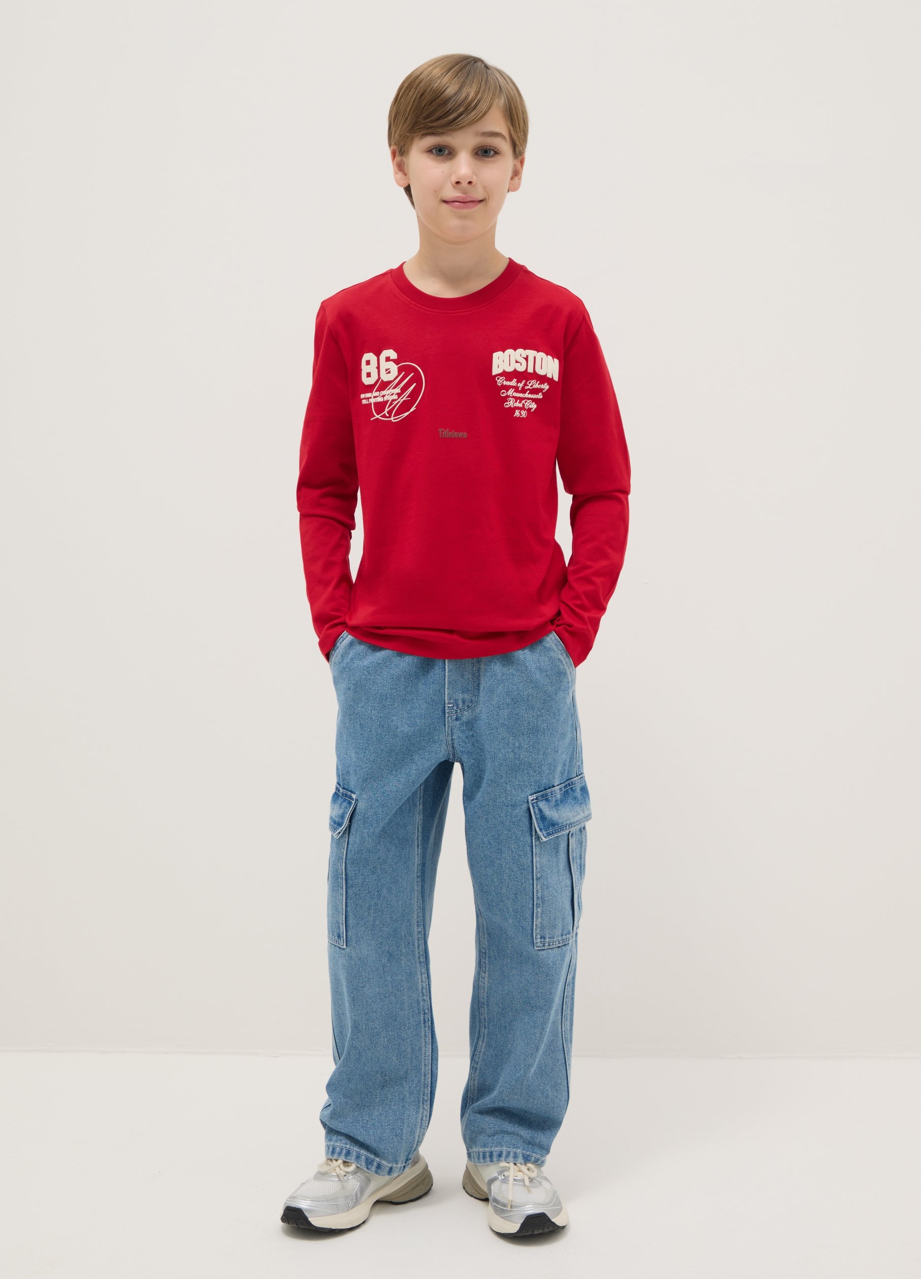 REPUBLIC OF DENIM, Jeans Azul De Mezcla De Algodón Para Niño, Ajuste Regular Con Bolsillos Cargo, Niño, Azul vaquero, Talla: 14-15