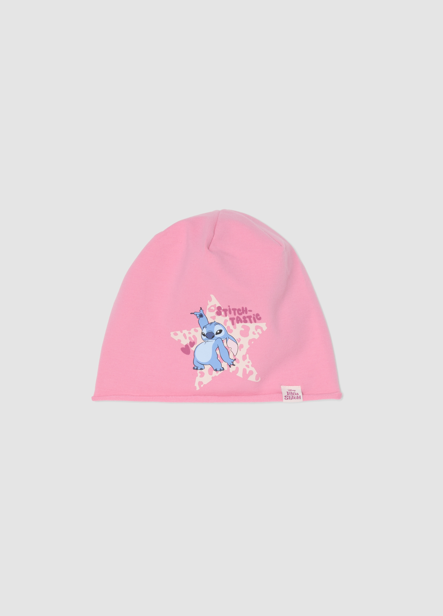 DISNEY, Cappello Rosa In Cotone Elasticizzato Jersey Con Stampa Lilo & Stitch Per Bambina, Rosa, Taglia: 56