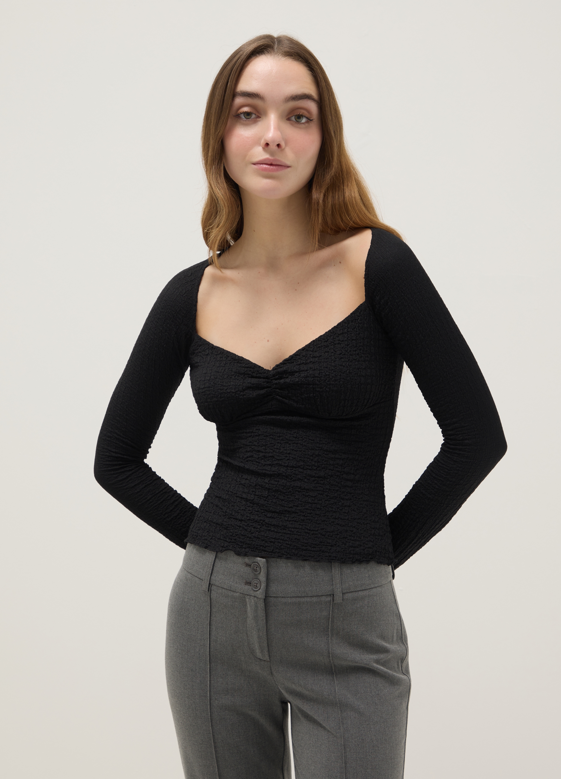 B.ANGEL, Maglia A Maniche Lunghe Nera Regular Fit, Donna, Nero, Taglia: XS