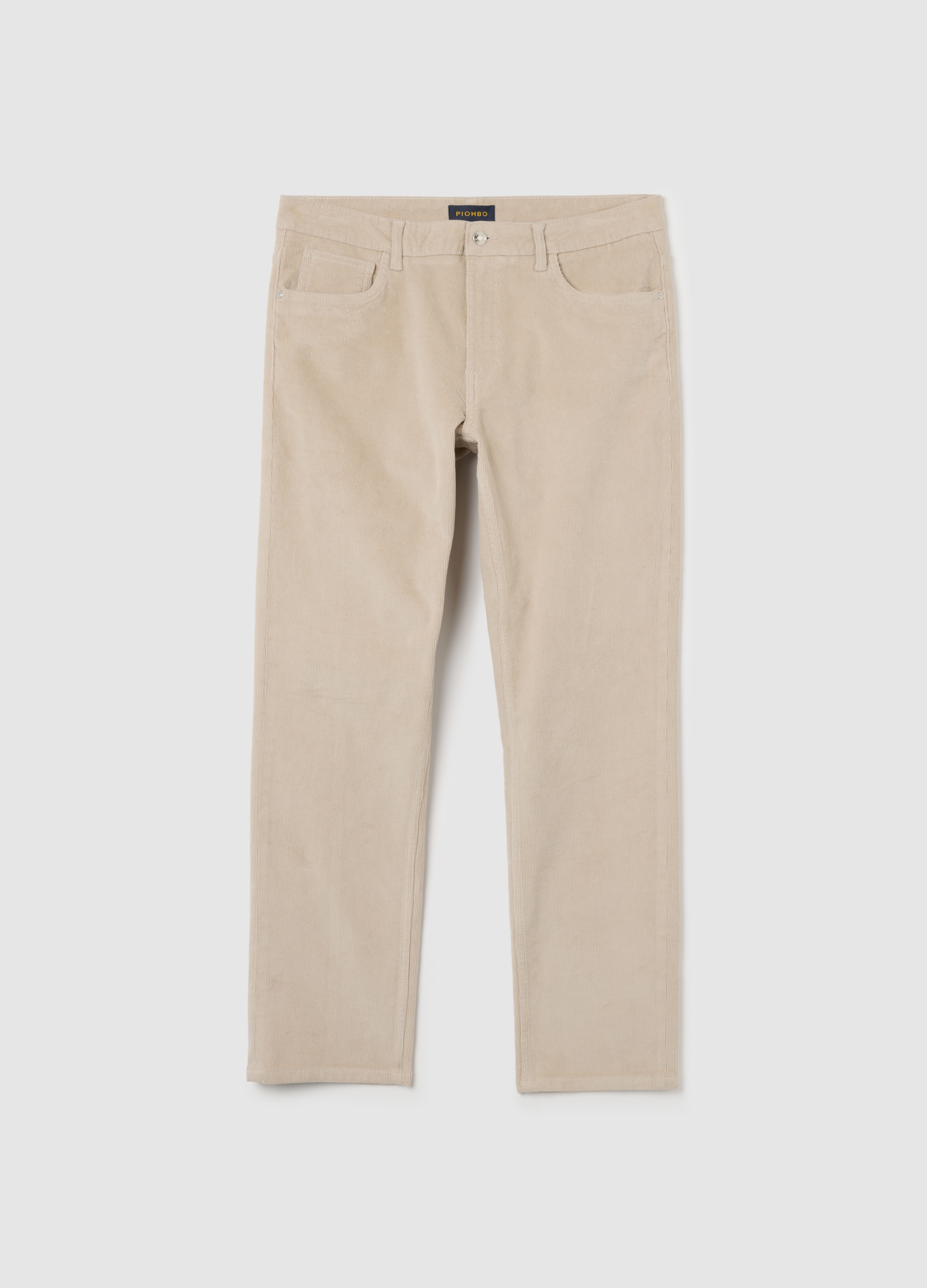 PIOMBO, Pantalones Beige De Algodón Elástico Ajuste Regular, Hombre, Beige Jaspeado, Talla: 50