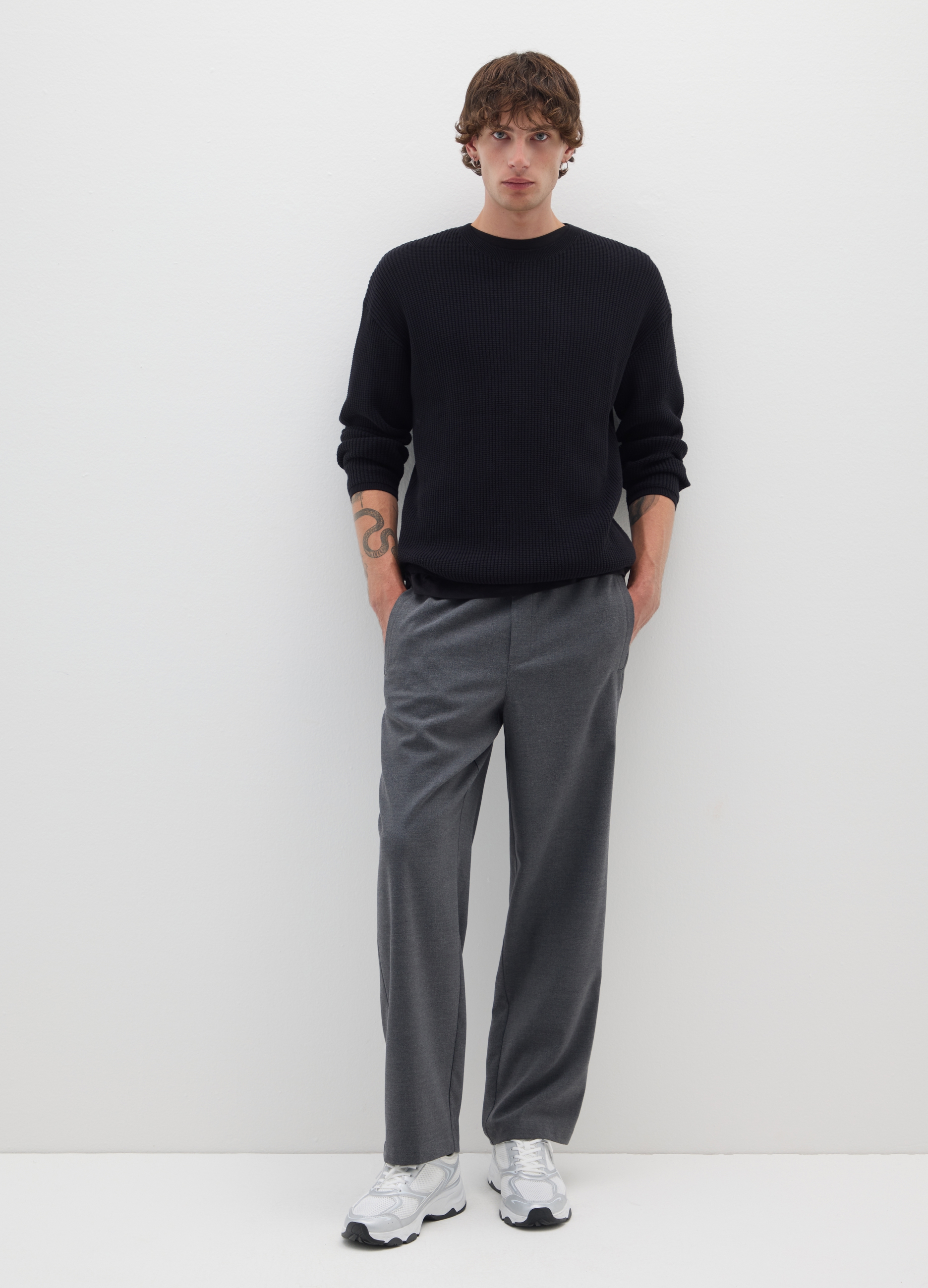 OVS, Pantalones Grises Elásticos De Ajuste Regular, Hombre, Gris jaspeado, Talla: XS