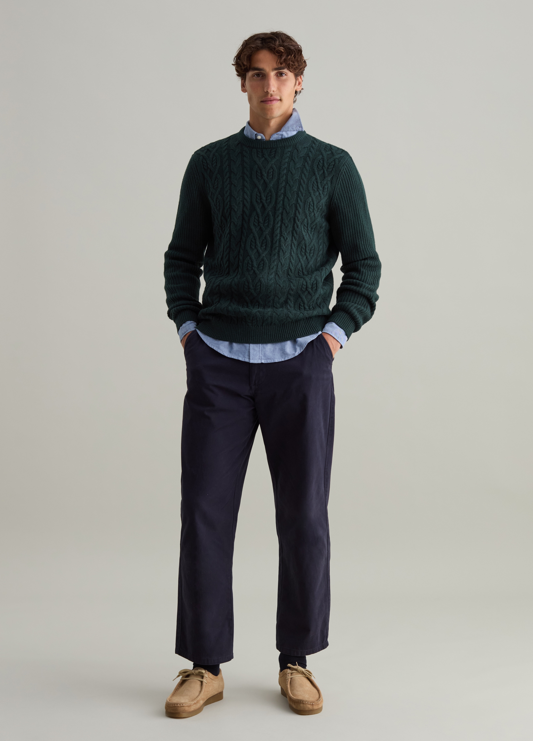 PIOMBO, Maglione Bianco Panna Con Trecce In Misto Lana, Uomo, Bianco, Taglia: XL