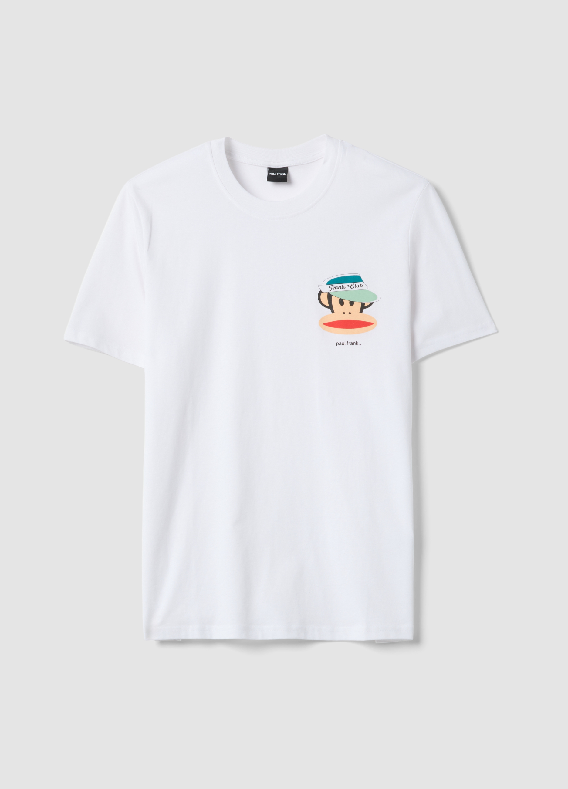 OVS, T-shirt Bianca Con Stampa Paul Frank In Puro Cotone Regular Fit, Uomo, Bianco, Taglia: L