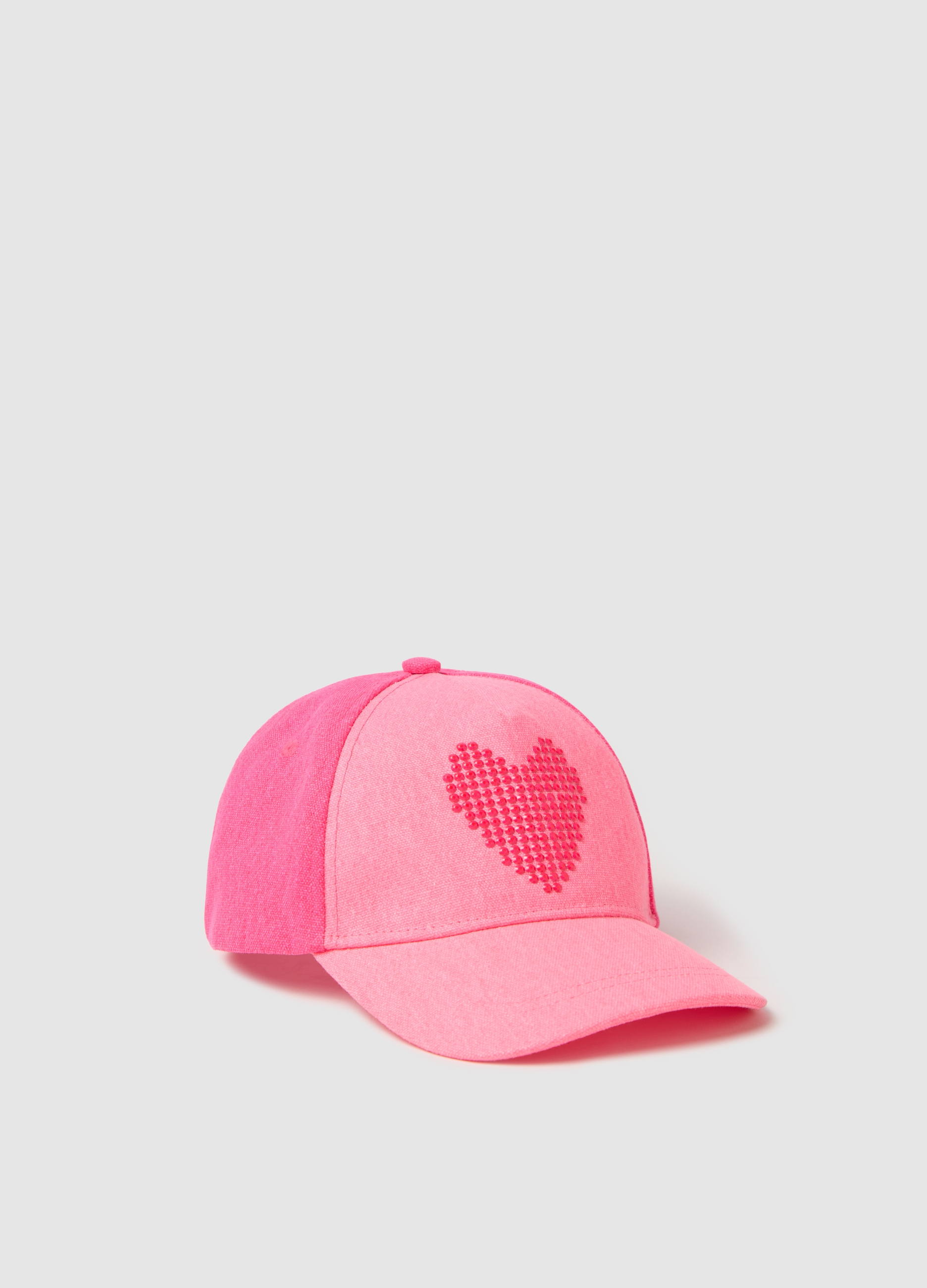 OVS, Cappello Da Baseball Rosa Con Cuore In Strass, Bambina, Rosa, Taglia: 52