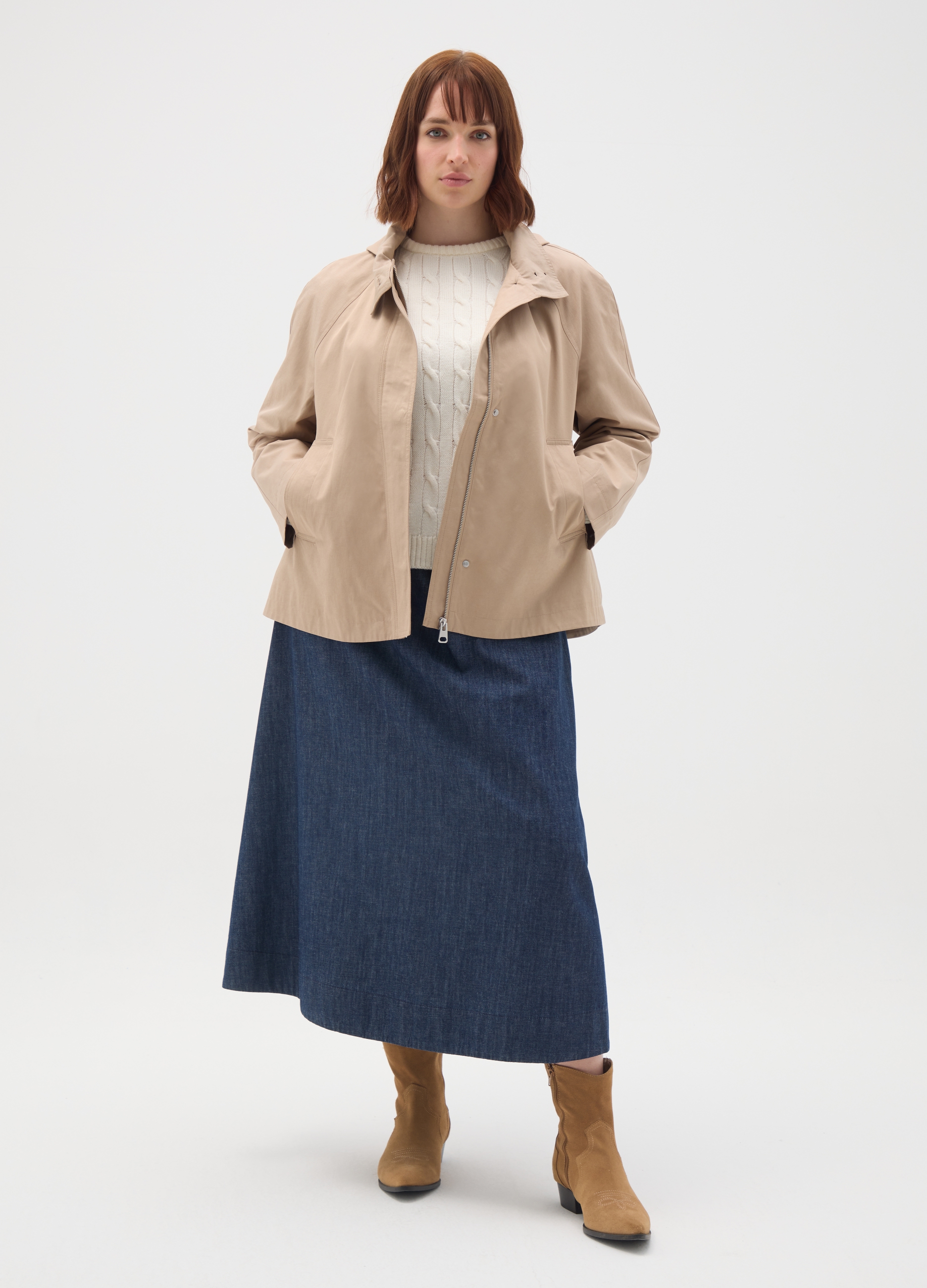 MYA, Giacca In Misto Cotone Beige Regular Fit, Donna, Beige, Taglia: L