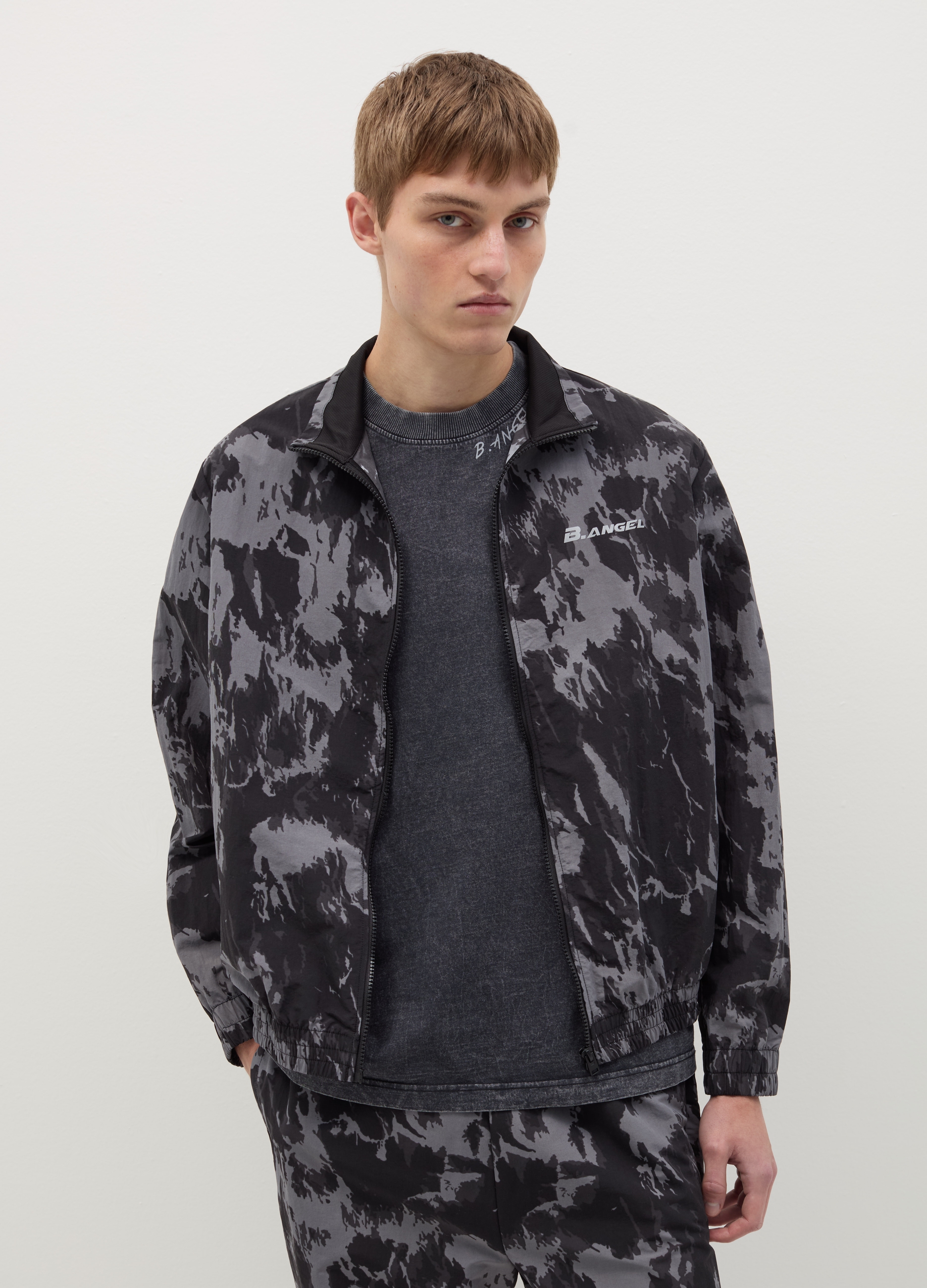 OVS, Sudadera Con Cremallera Tie Dye Con Estampado B.angel X Mare Fuori, Hombre, Negro/Gris, Talla: XS