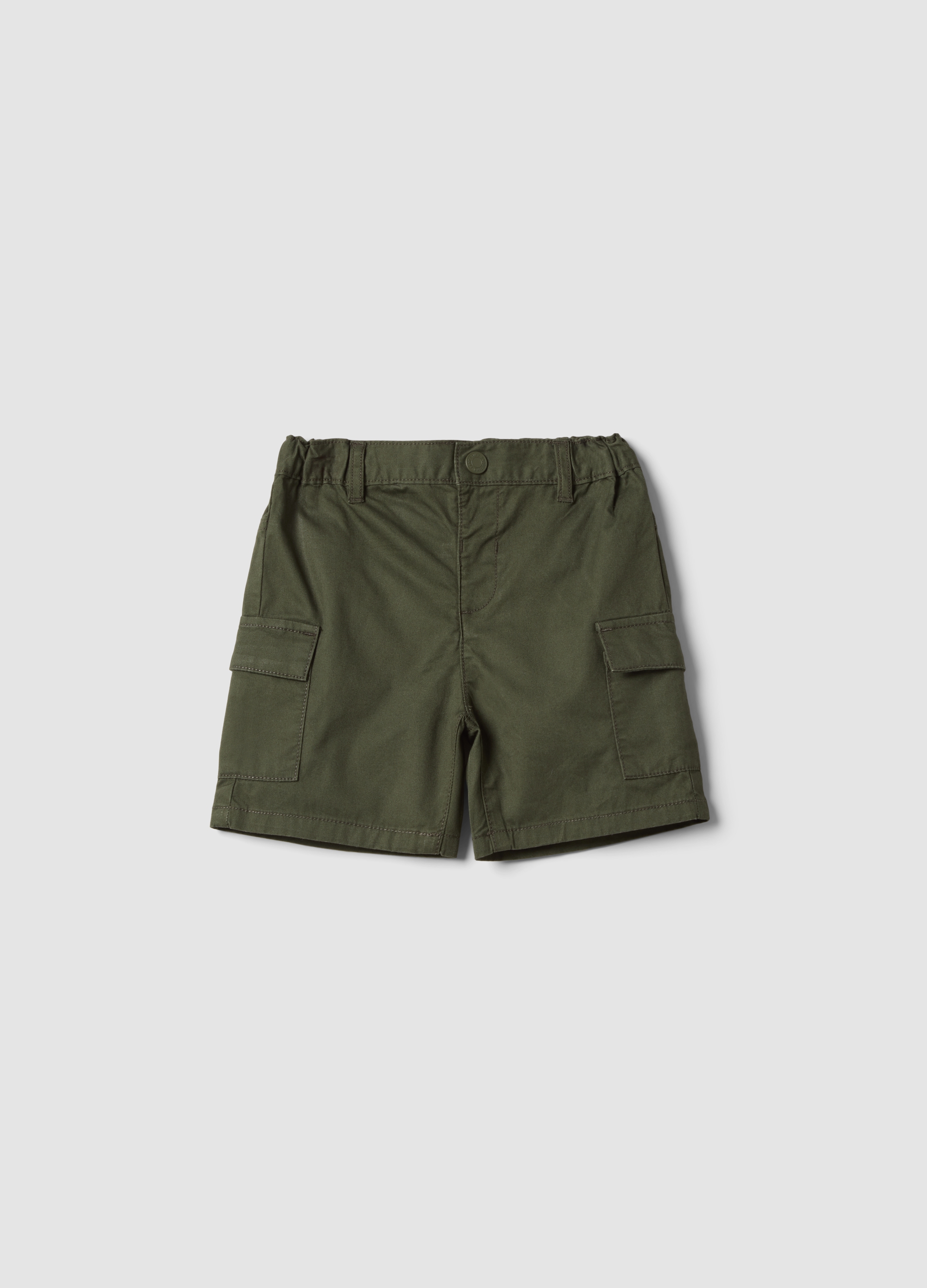 FAGOTTINO, Pantalón Corto Cargo Verde De Algodón Puro Para Niño, Corte Regular, Niño, Verde oscuro, Talla: 18-24