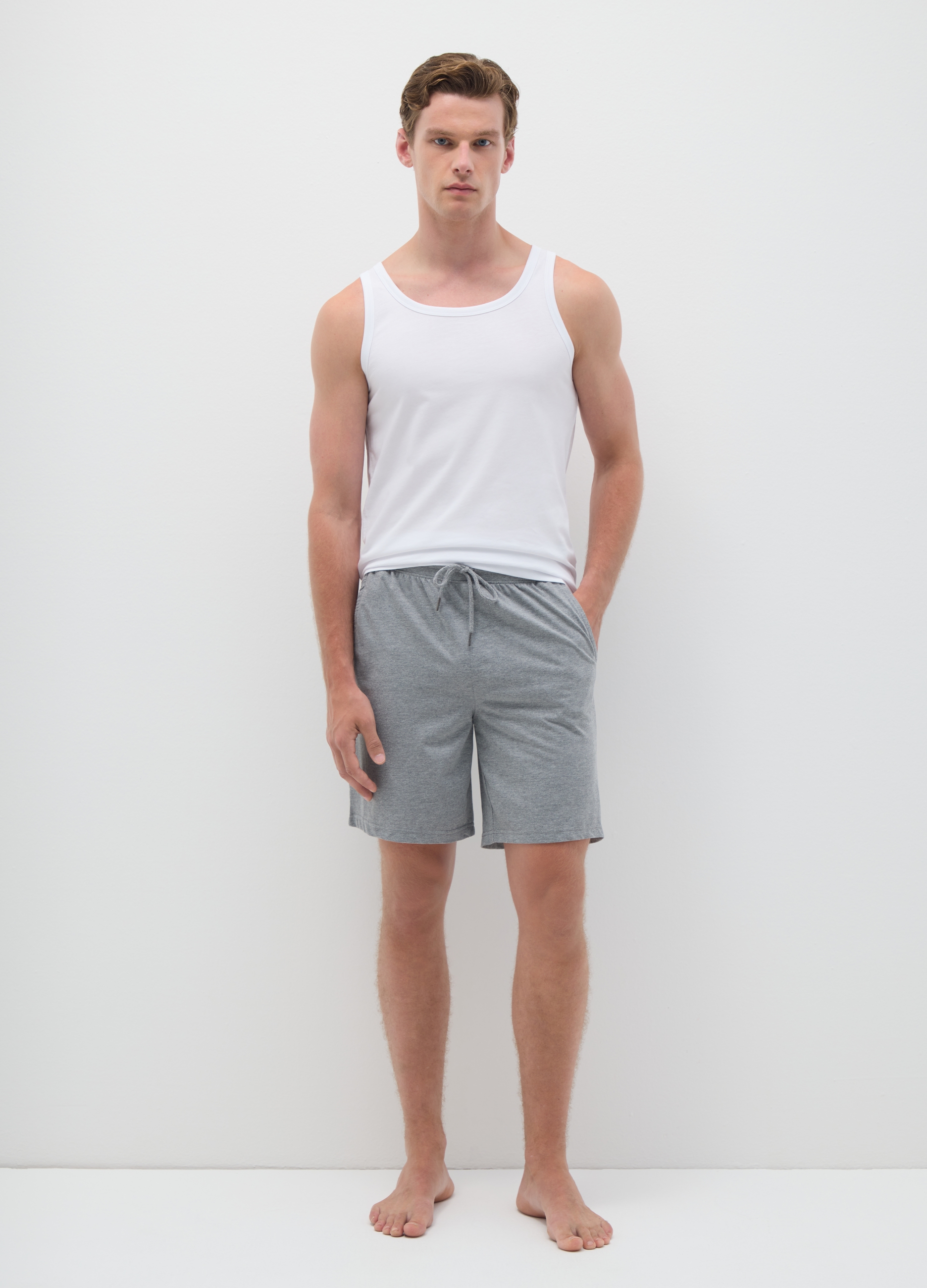 Pijamas De Algodón Puro Gris Ajuste Regular, Hombre, Gris jaspeado, Talla: 36