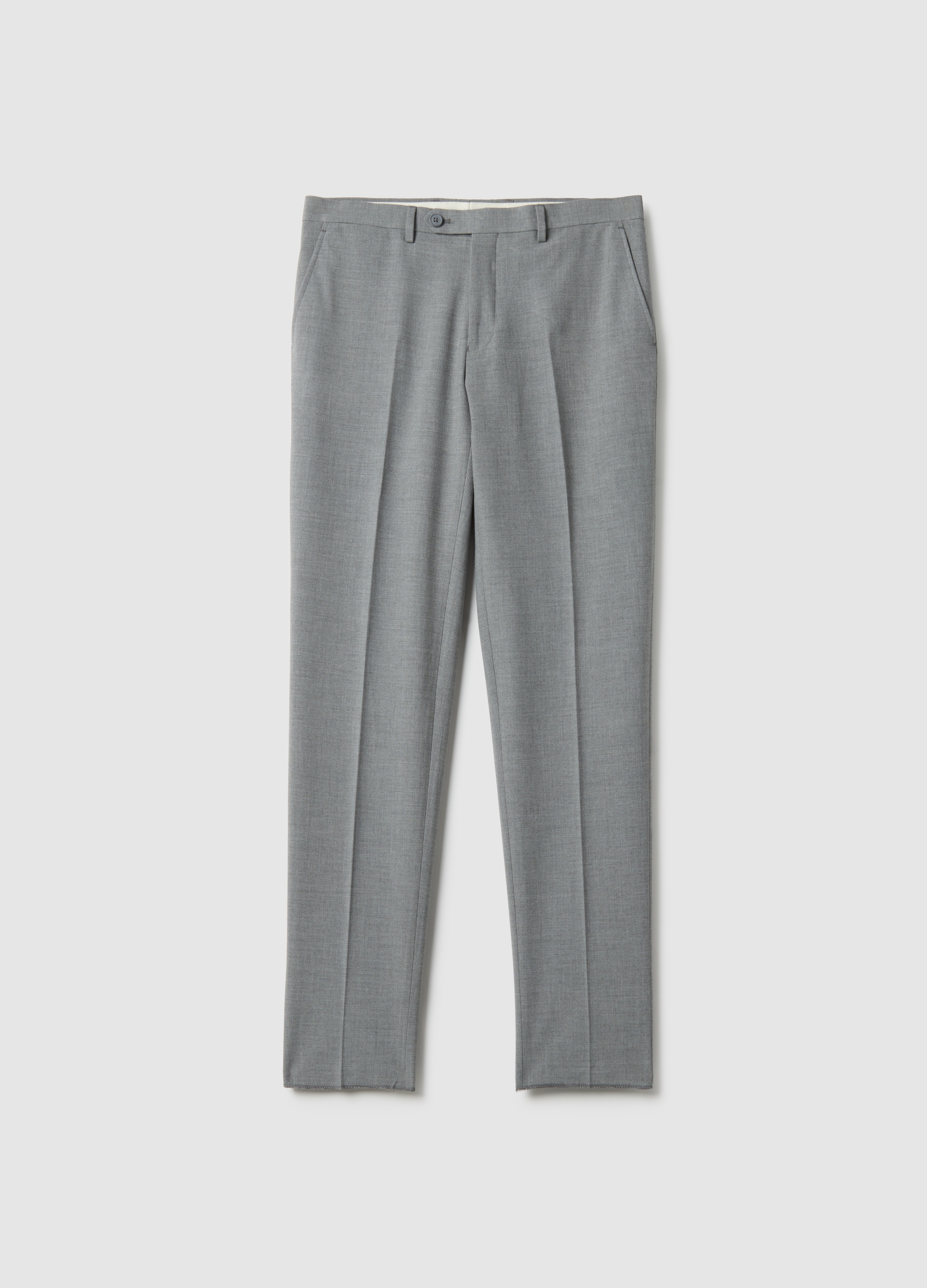 PIOMBO, Pantalones Grises Slim Fit, Hombre, Gris claro jaspeado, Talla: 50