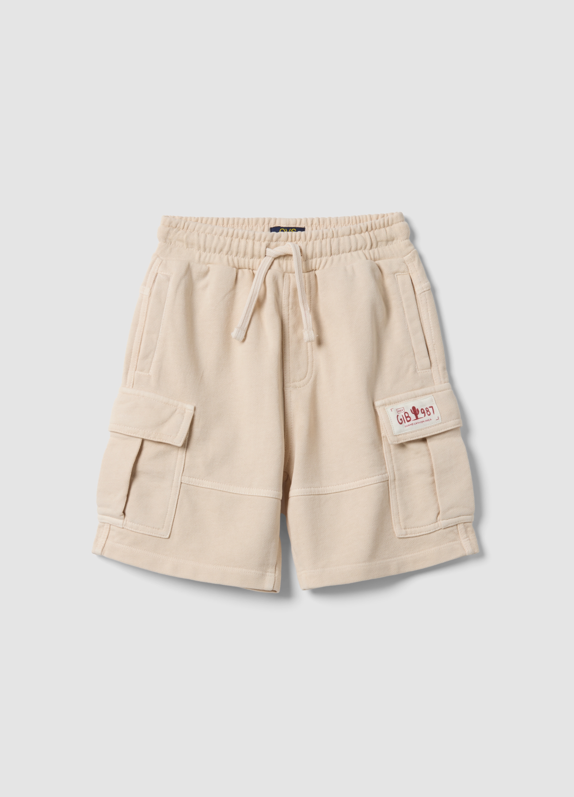 OVS KIDS, Shorts Cargo Beige De Algodón Puro Para Niño, Ajuste Comfort, Niño, Beige Claro, Talla: 6-7