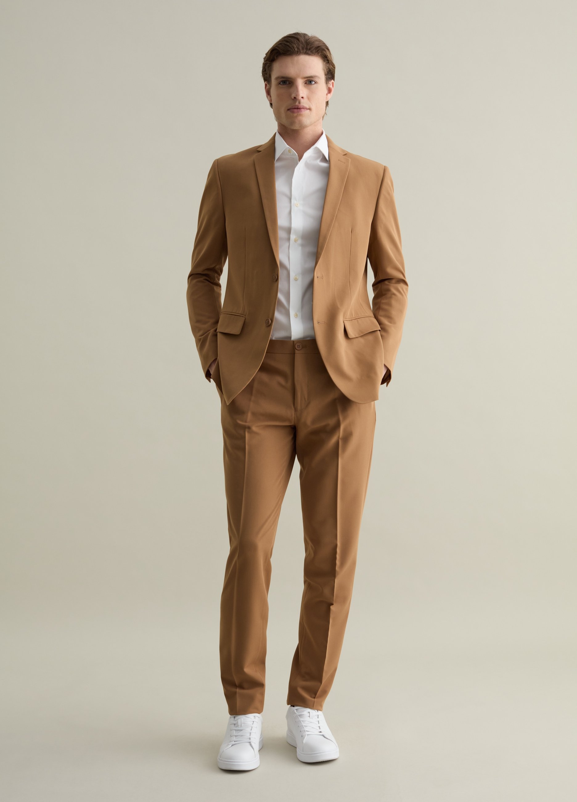 PIOMBO, Pantalón De Vestir Elástico, Hombre, Camello, Talla: 50