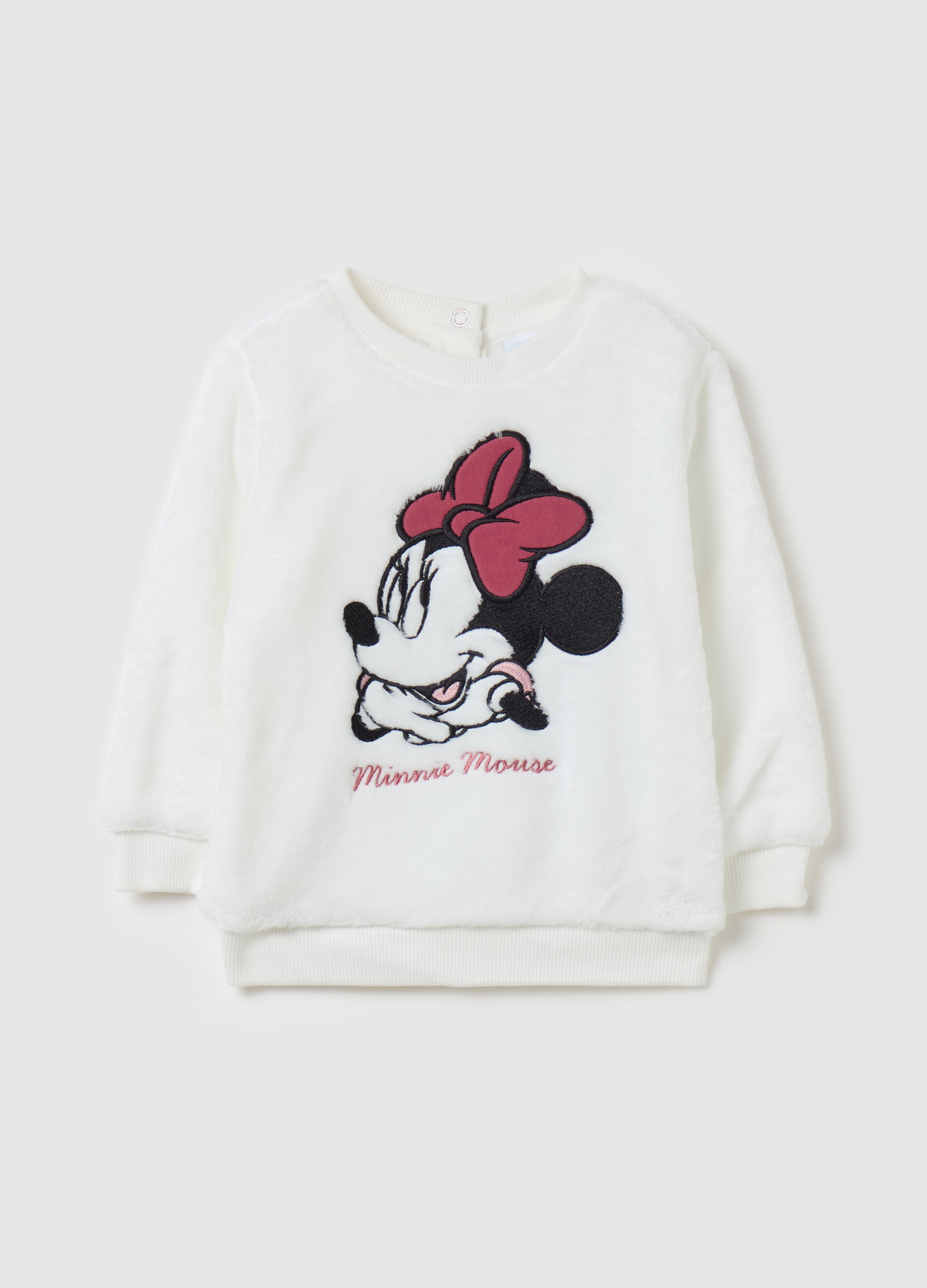 Sudadera De Pelo Sintético Con Bordado Minnie, Niña, Blanco óptico, Talla: 24-30