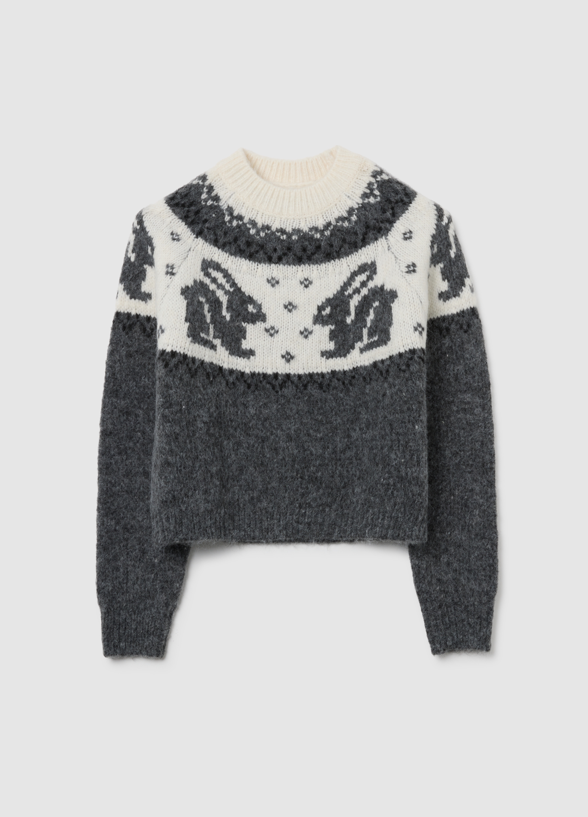 B.ANGEL, Jersey Gris Y Blanco Con Estampado De Conejos, Mujer, Blanco/gris, Talla: 34