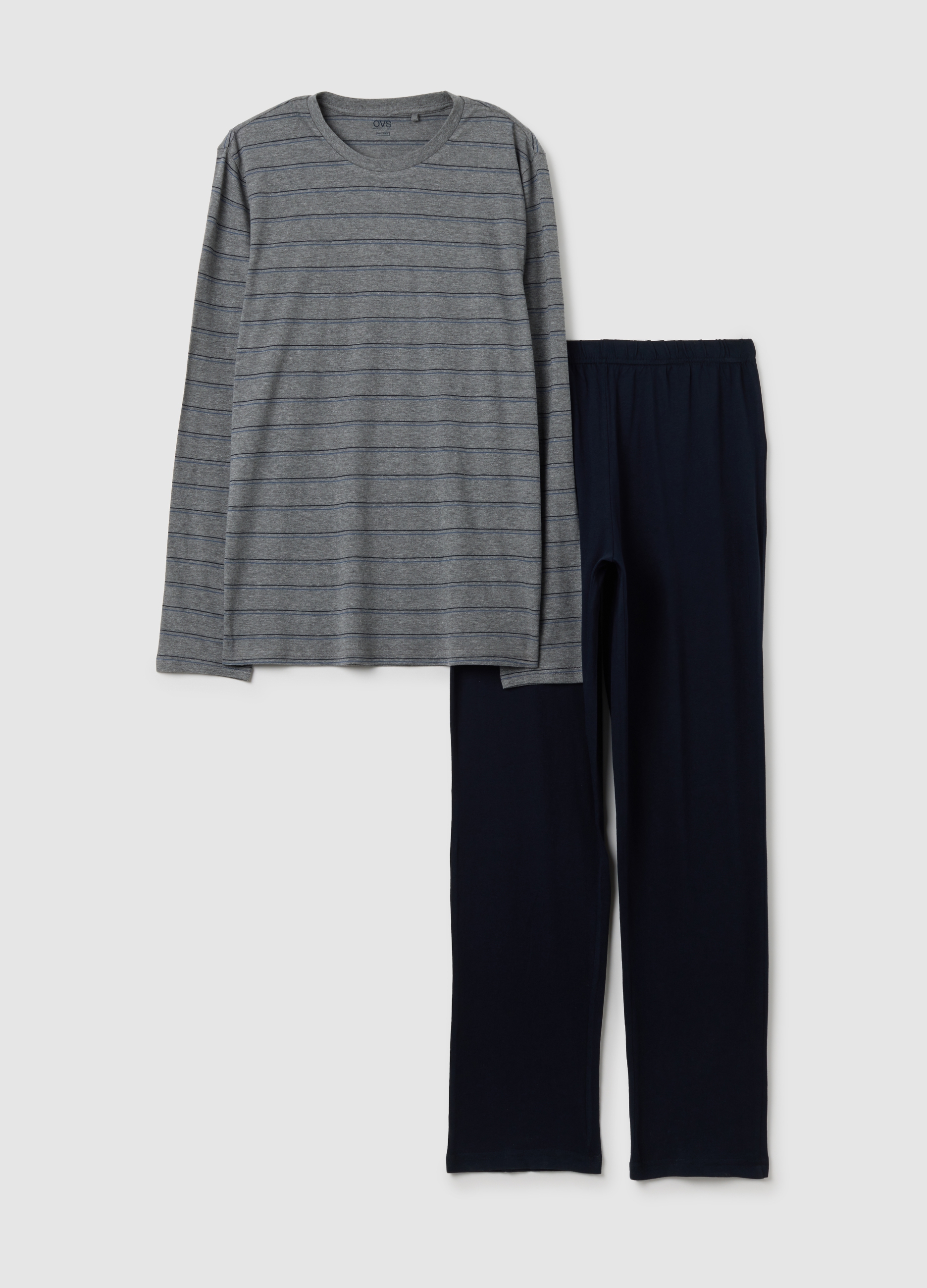 Pijama Multicolor De Algodón Puro Ajuste Regular, Hombre, Gris/azul, Talla: M