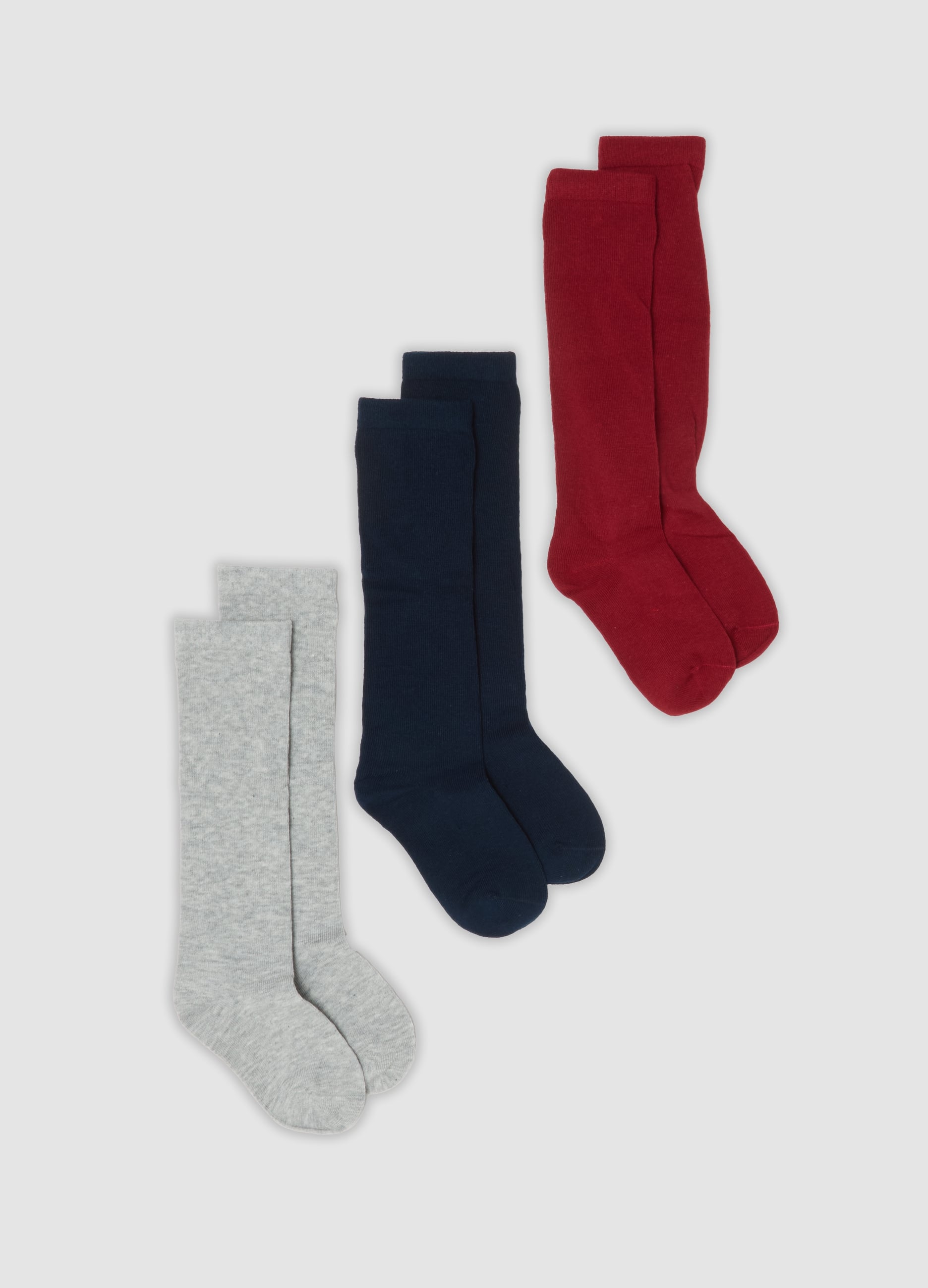 OVS KIDS, Tripack Di Calze Lunghe Multicolor In Cotone Organico Elasticizzato, Bambino, Blu, Taglia: 31/33