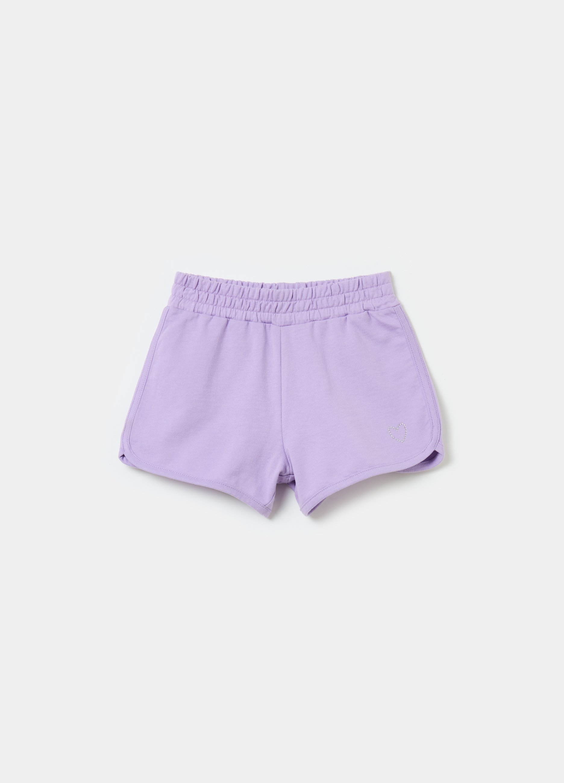 OVS, Shorts In Felpa Con Strass, Bambina, Viola, Taglia: 7-8