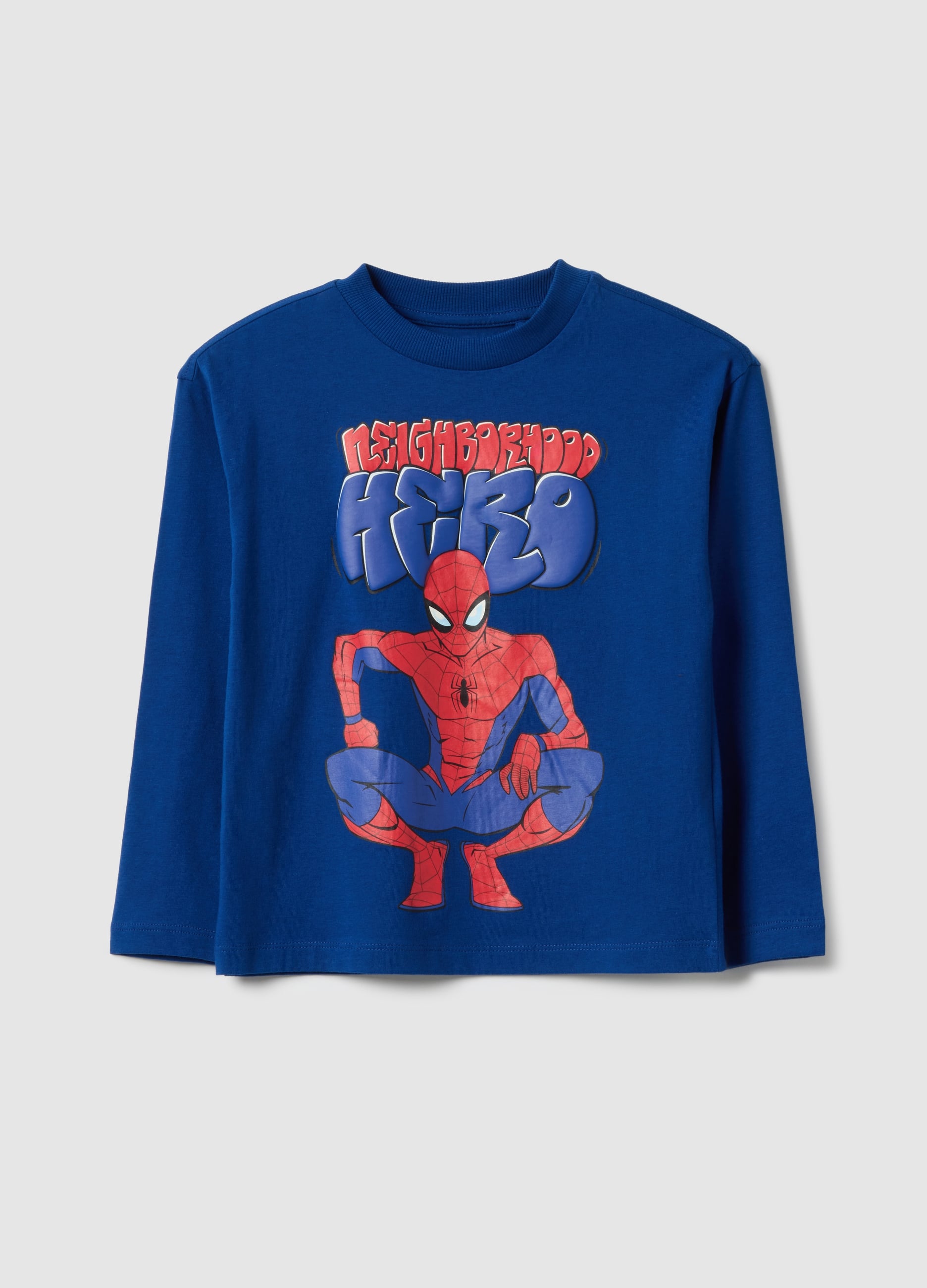 MARVEL, T-shirt Blu Da Bambino In Puro Cotone Con Stampa Marvel Spider-man Over, Blu, Taglia: 5-6