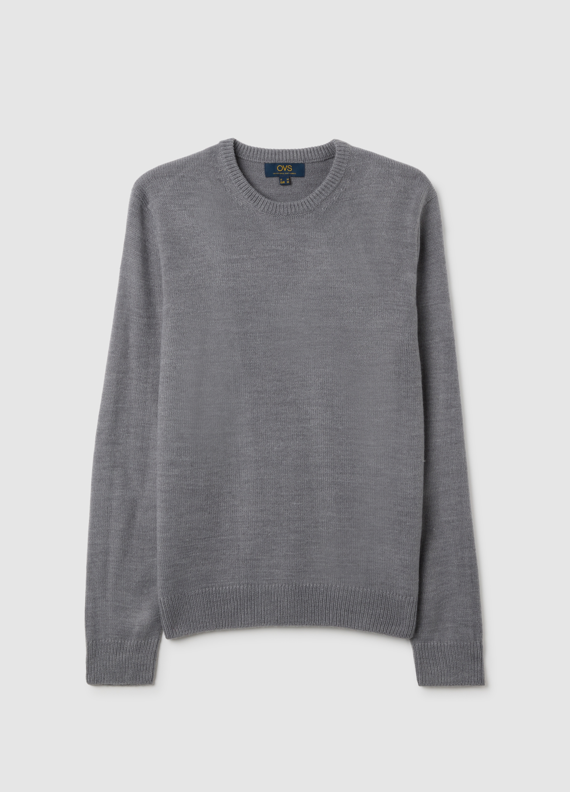 Maglione Con Girocollo Grigio Regular Fit, Hombre, Gris jaspeado, Talla: M