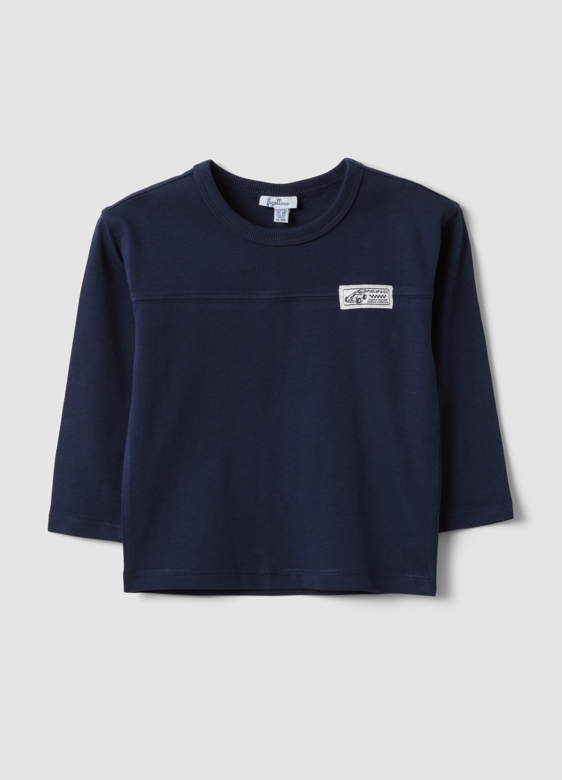 FAGOTTINO, T-shirt Blu In Puro Cotone Organico Con Stampa Per Bimbo, Bambino, Blu, Taglia: 30-36