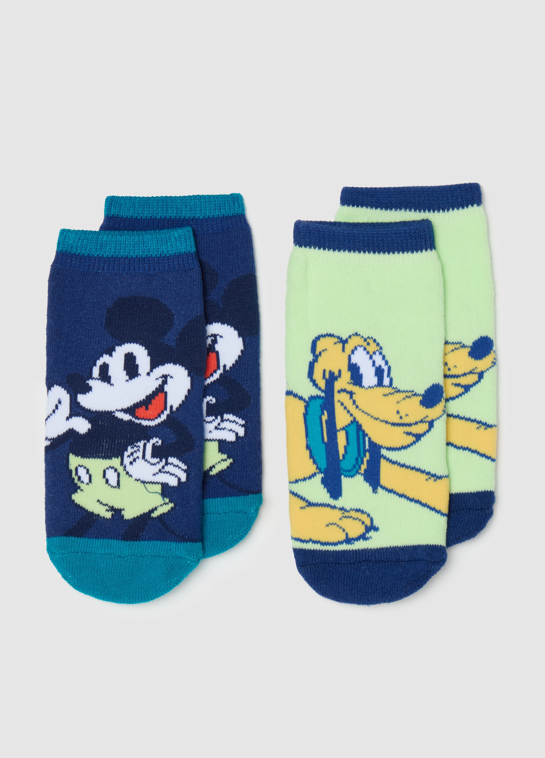 OVS, Bipack Calze Antiscivolo Disegno Topolino E Pluto, Bambino, Multicolor, Taglia: 12-18