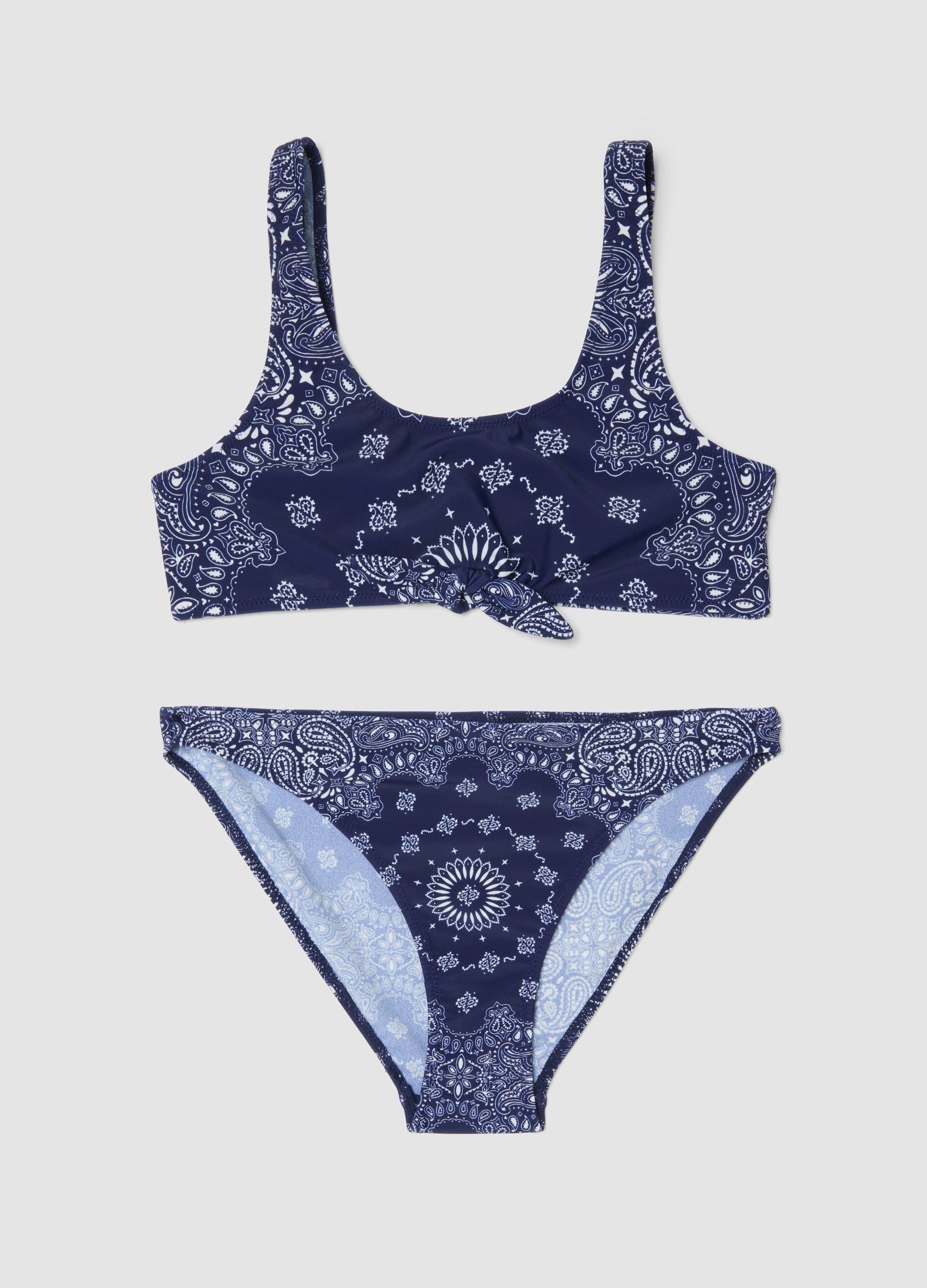 OVS KIDS, Bikini Blu In Tessuto Elasticizzato Con Stampa Paisley Per Bambina, Niña, Azul oscuro, Talla: 12-13