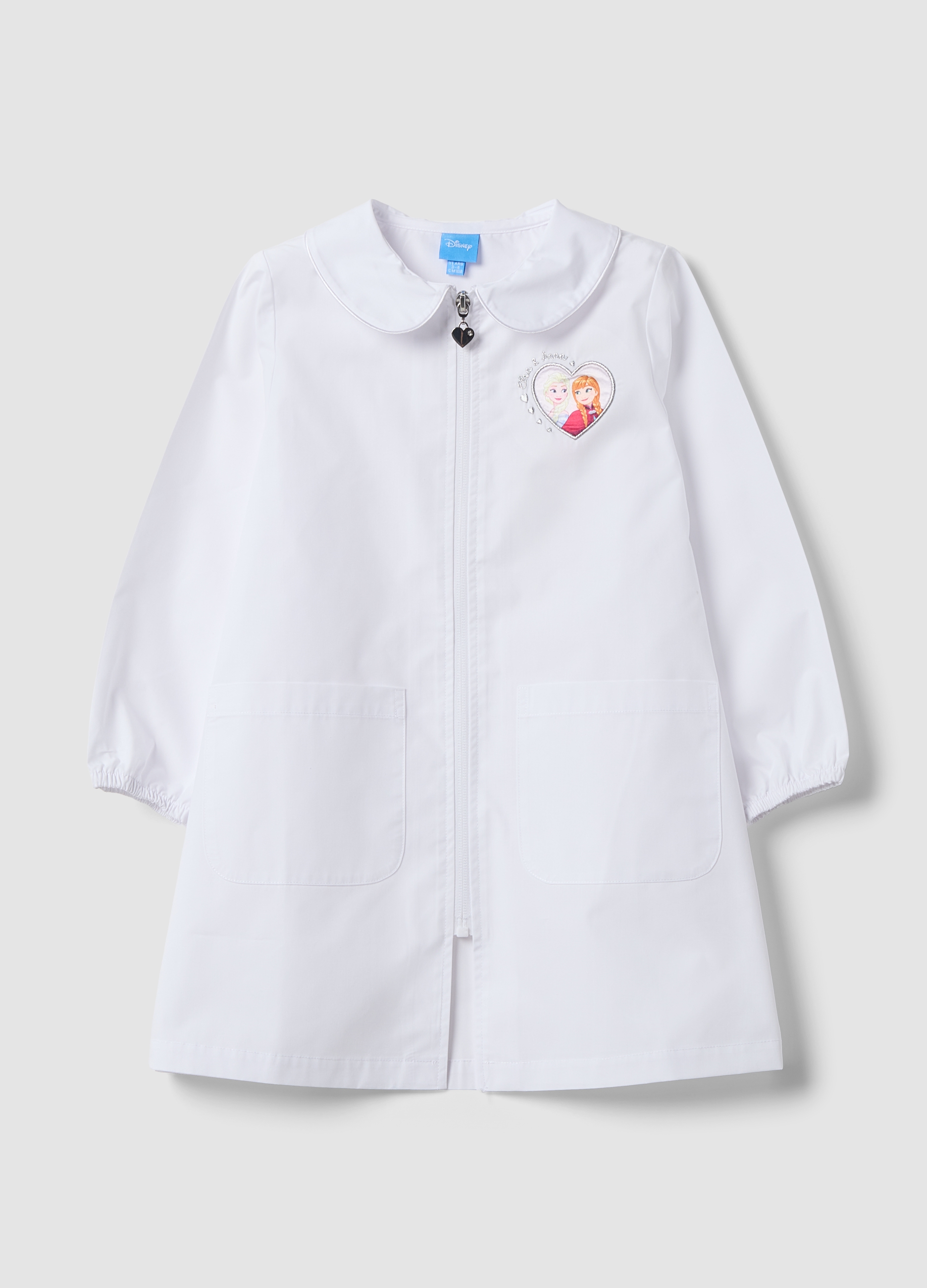 DISNEY, Grembiule Bianco Con Ricamo Frozen Per Asilo, Bambina, Bianco, Taglia: 5-6