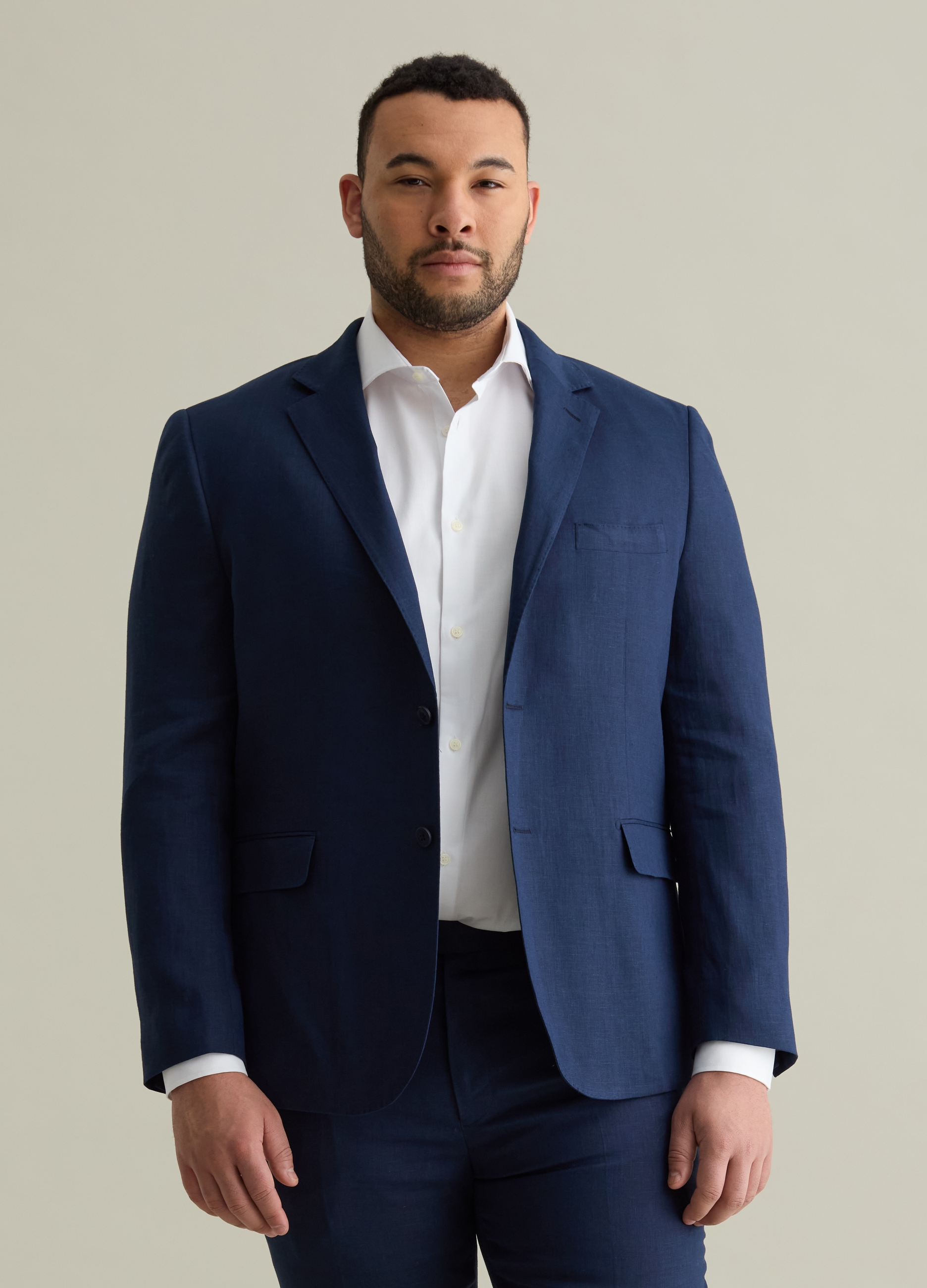 PIOMBO, Blazer Oversize In Lino Plus Size, Uomo, Blu, Taglia: 54