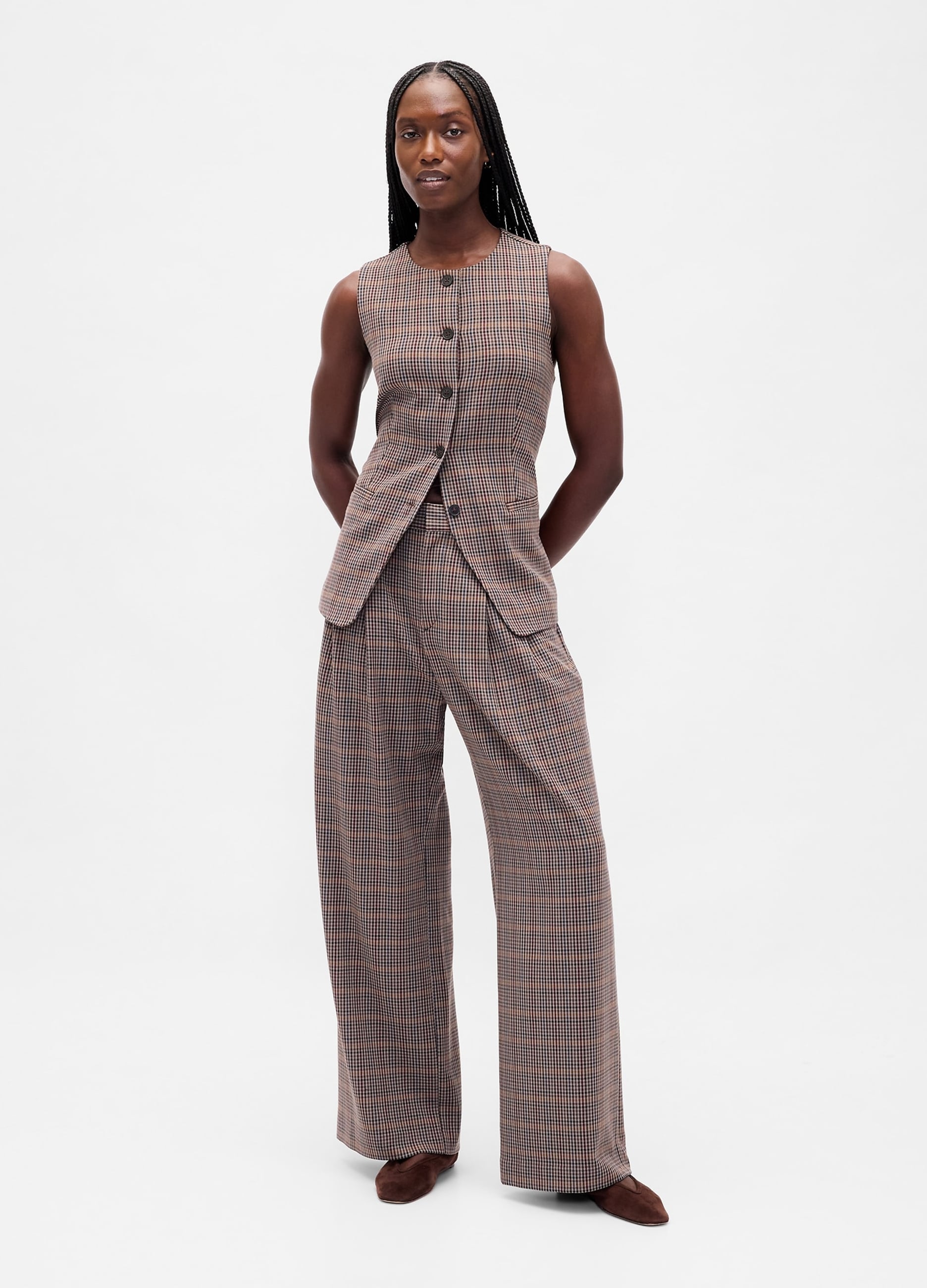 GAP, Pantaloni A Palazzo In Tessuto, Donna, Marrone, Taglia: 36