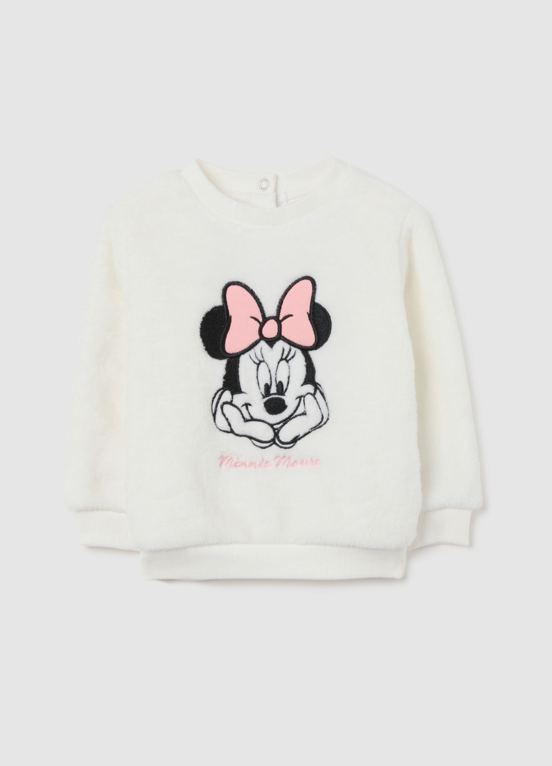 FAGOTTINO, Felpa Bianca Da Bimba Regular Fit Con Minnie, Bambina, Bianco, Taglia: 9-12