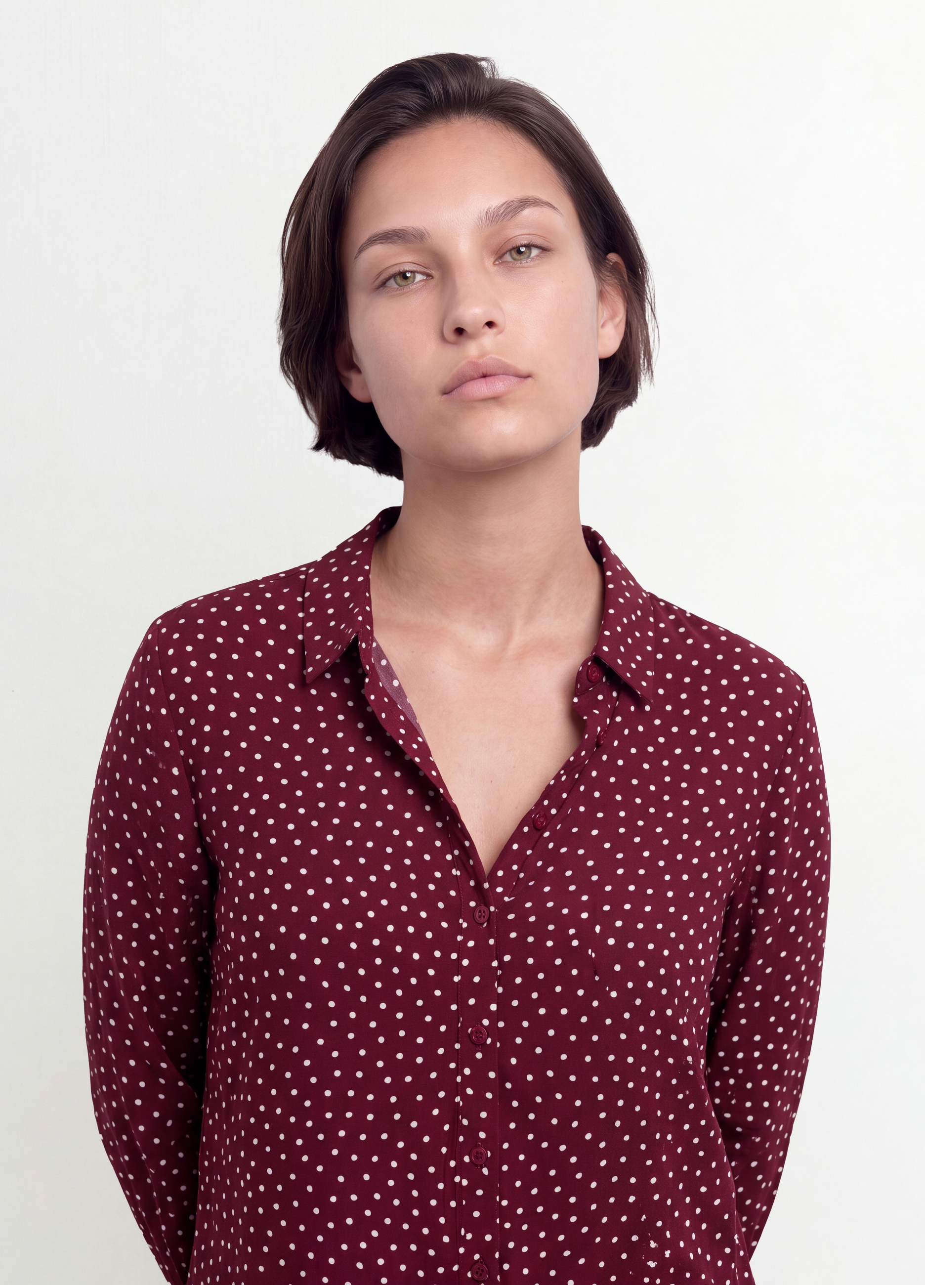 MYA, Camicia Rossa A Pois Con Colletto Classico Regular Fit, Donna, Rosso, Taglia: L
