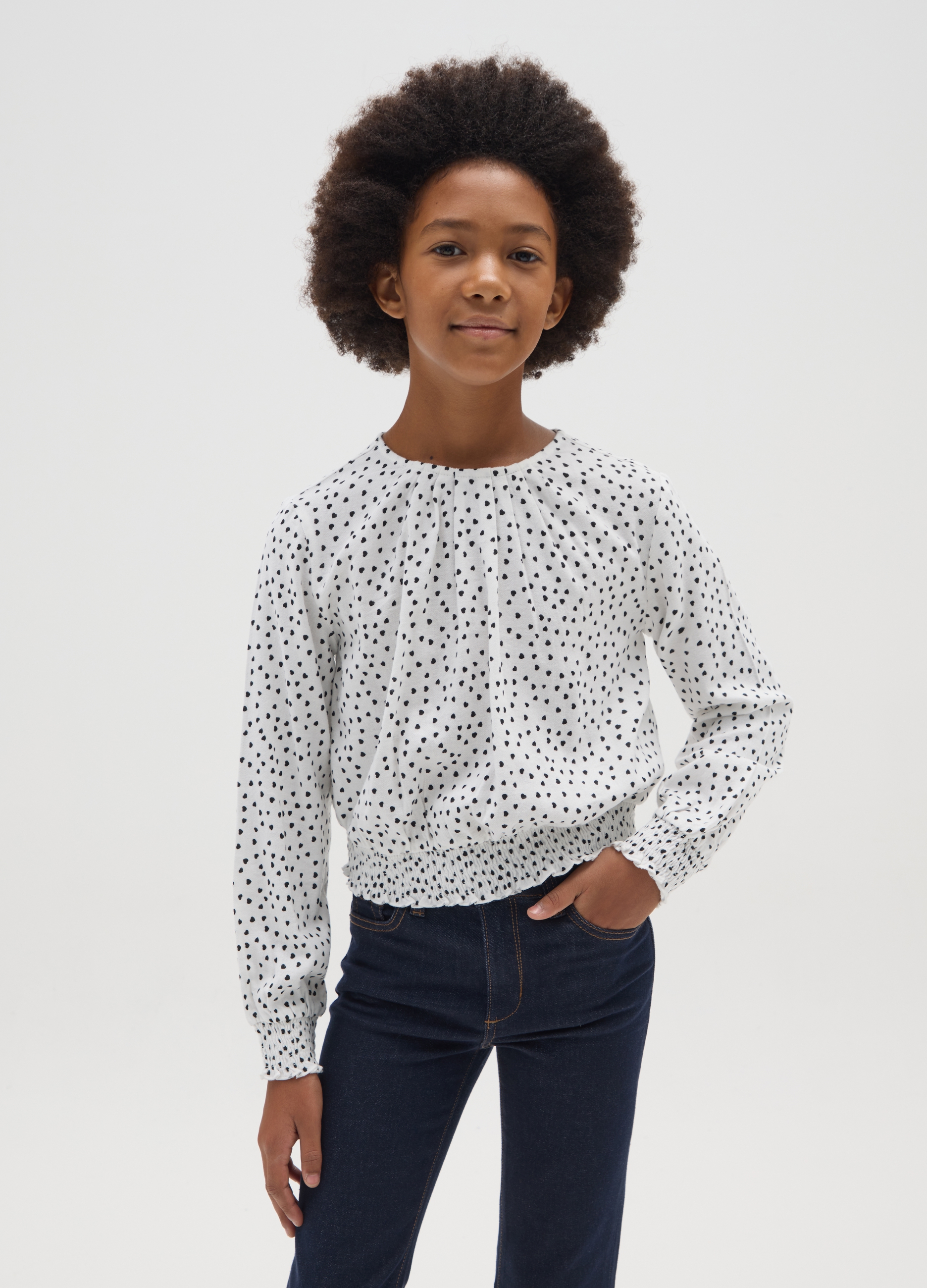 OVS KIDS, Camicetta A Pois Bianca Da Ragazza In Misto Cotone, Bambina, Bianco, Taglia: 10-11