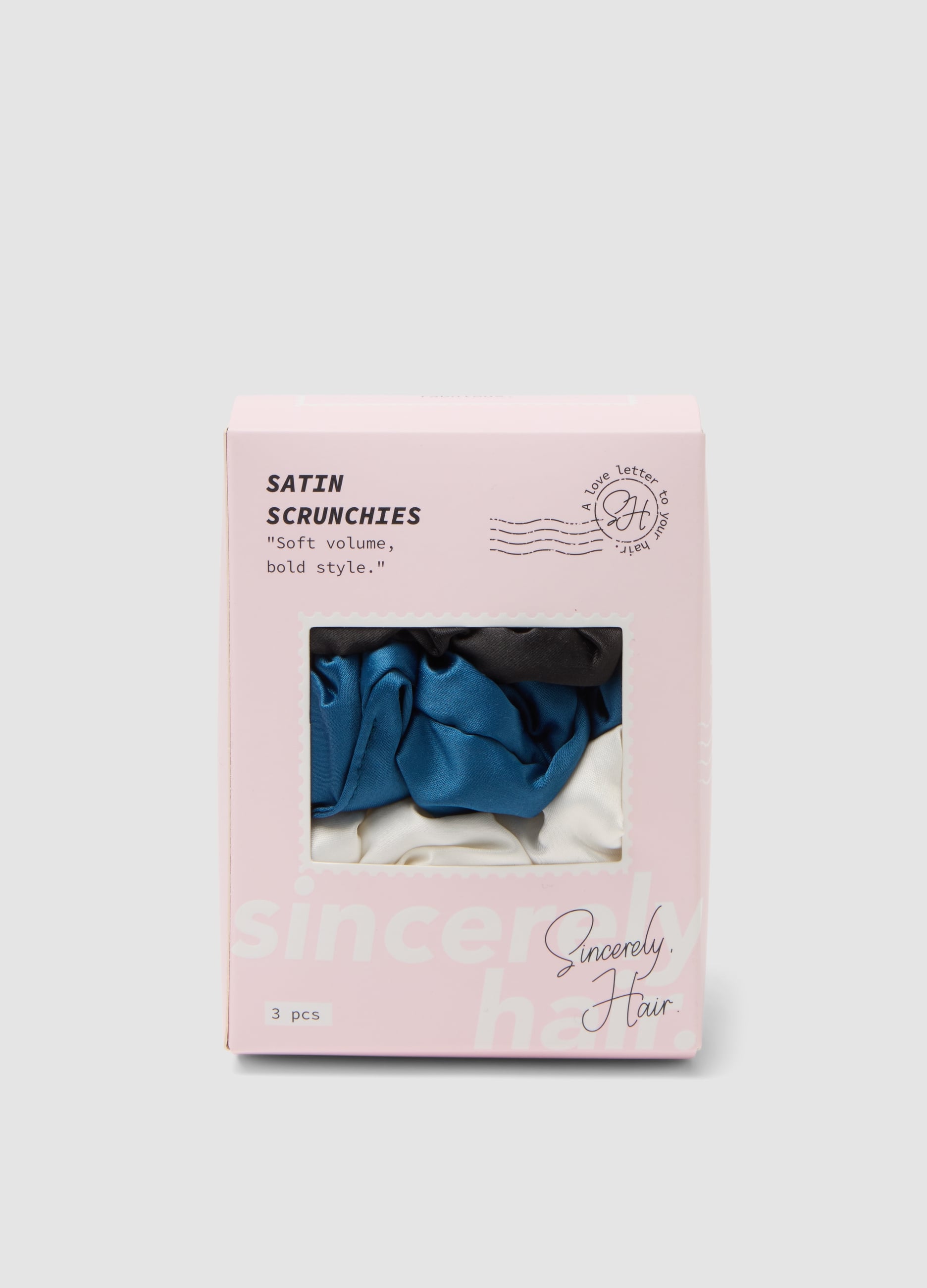 SINCERELY HAIR, Sincerely Hair Satin Scrunchies 3 Pezzi Black-blue-white, Unisex, Multicolor, Taglia: FASUL