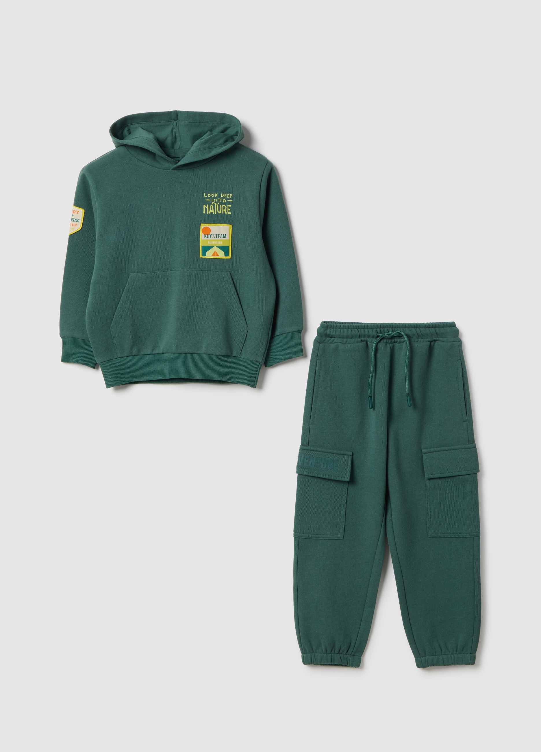 OVS KIDS, Completo Jogging Da Bambino In Misto Cotone Verde Regular Fit, Niño, Verde oscuro, Talla: 8-9