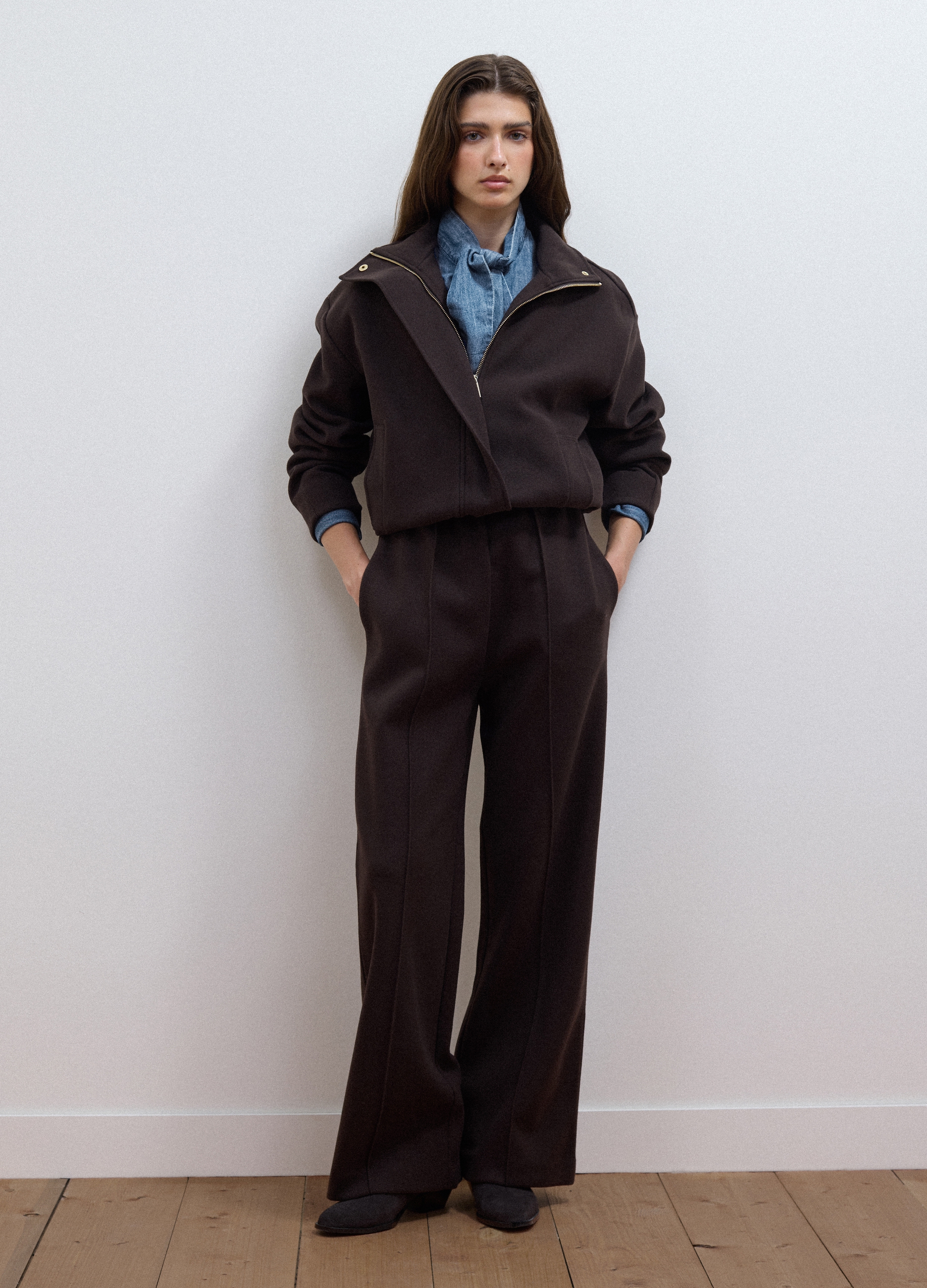 LES COPAINS, Pantaloni Eleganti Marroni In Misto Viscosa Baggy Fit, Donna, Marrone, Taglia: XS