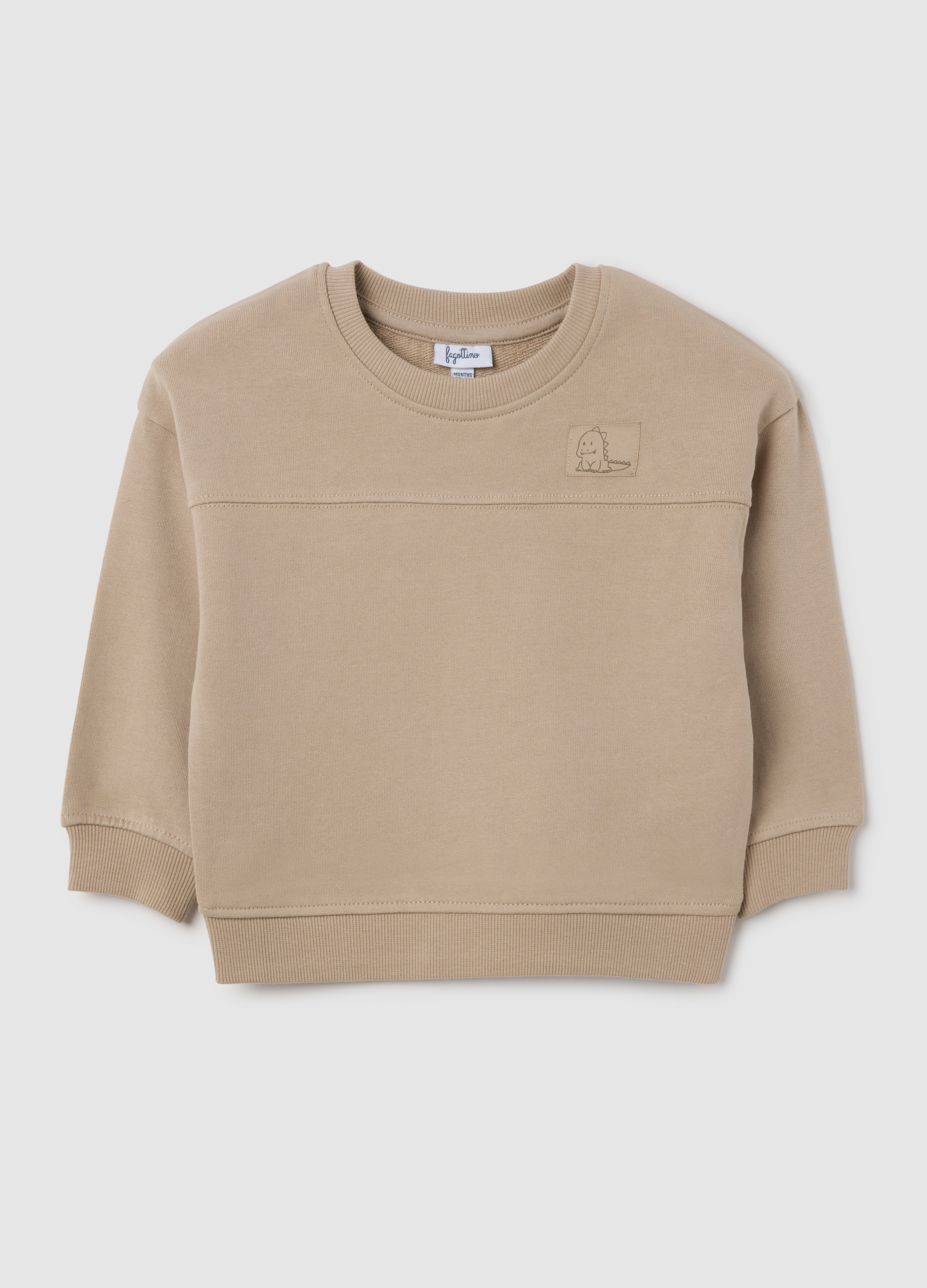 FAGOTTINO, Sudadera De Niño Beige En Algodón Puro Ajuste Regular Con Dinosaurio, Niño, Beige Claro, Talla: 24-30